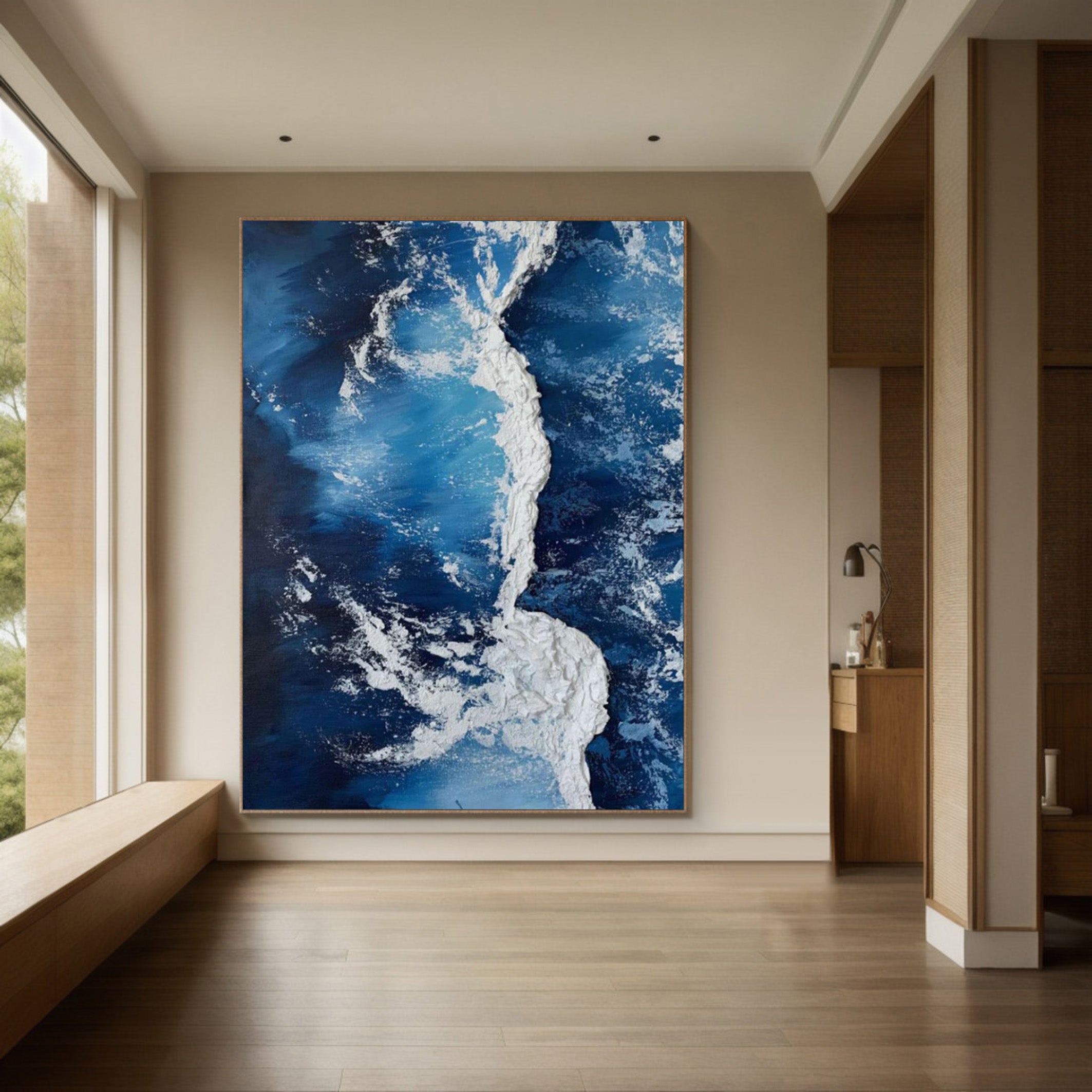 Contemporary Overhead Ocean Painting, Tactile Wave Energy #BGA 177