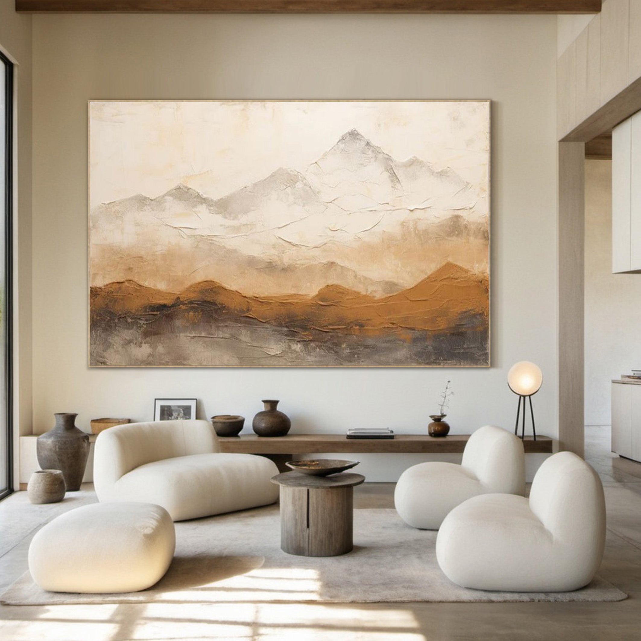 Earthy Peaks: Contemporary Textured Mountain Wall Art #BGA 153