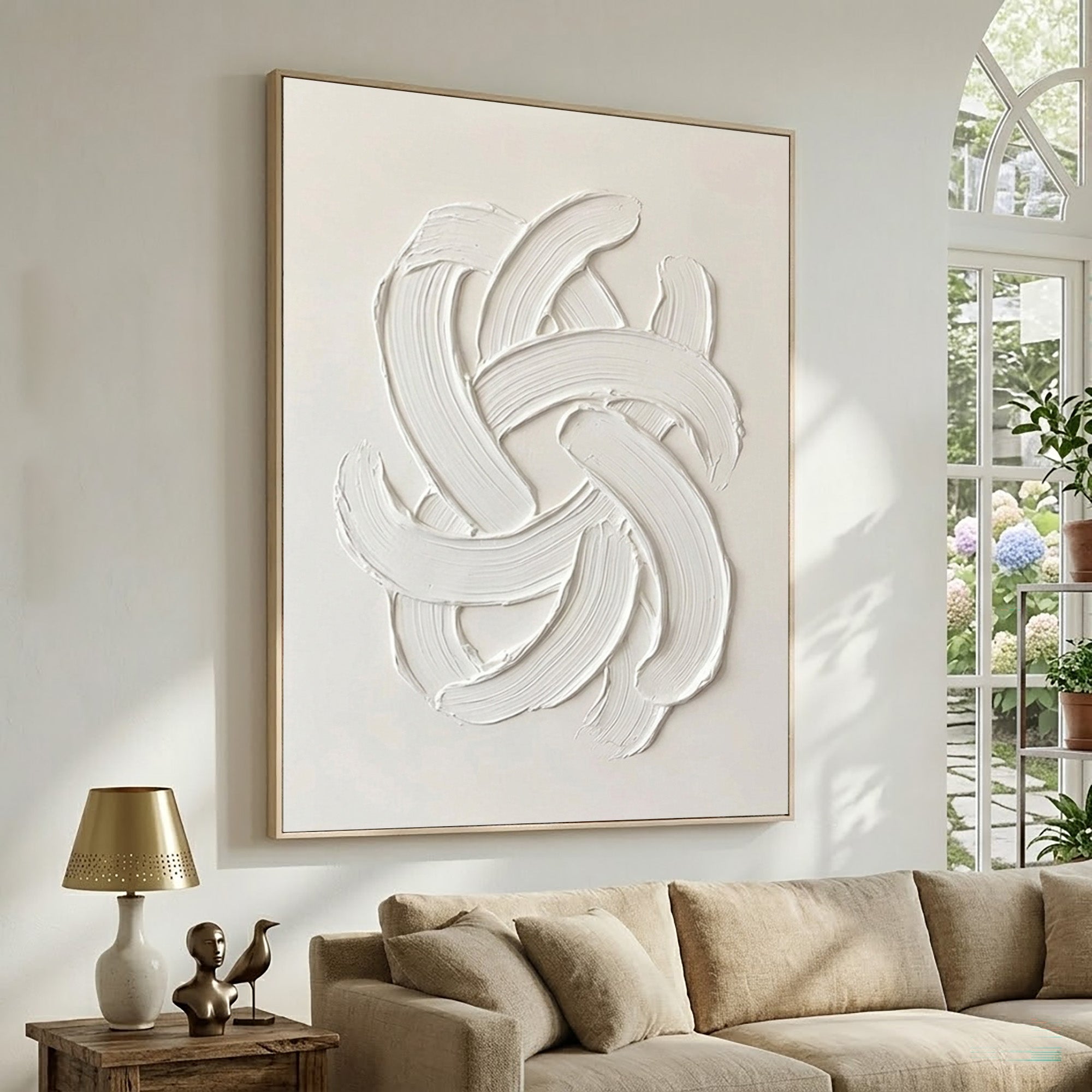 Large Minimal Textured Abstract Wall Art Hand Painted Oil Painting Contemporary Sculpture Inspired Artwork Modern Luxury Home Decor