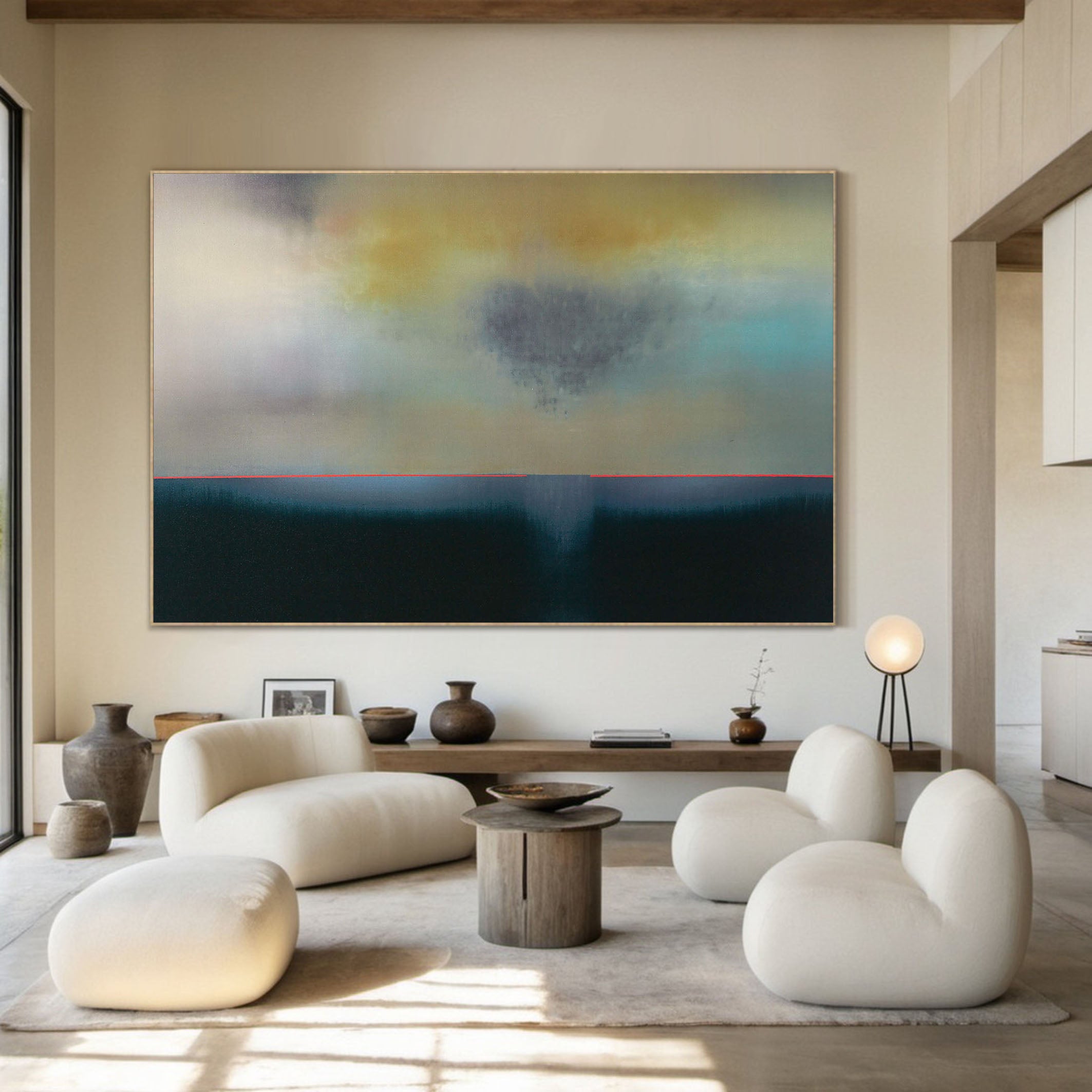 Soft Color Landscape with Distinct Horizon, Minimalist Art #BGA 067