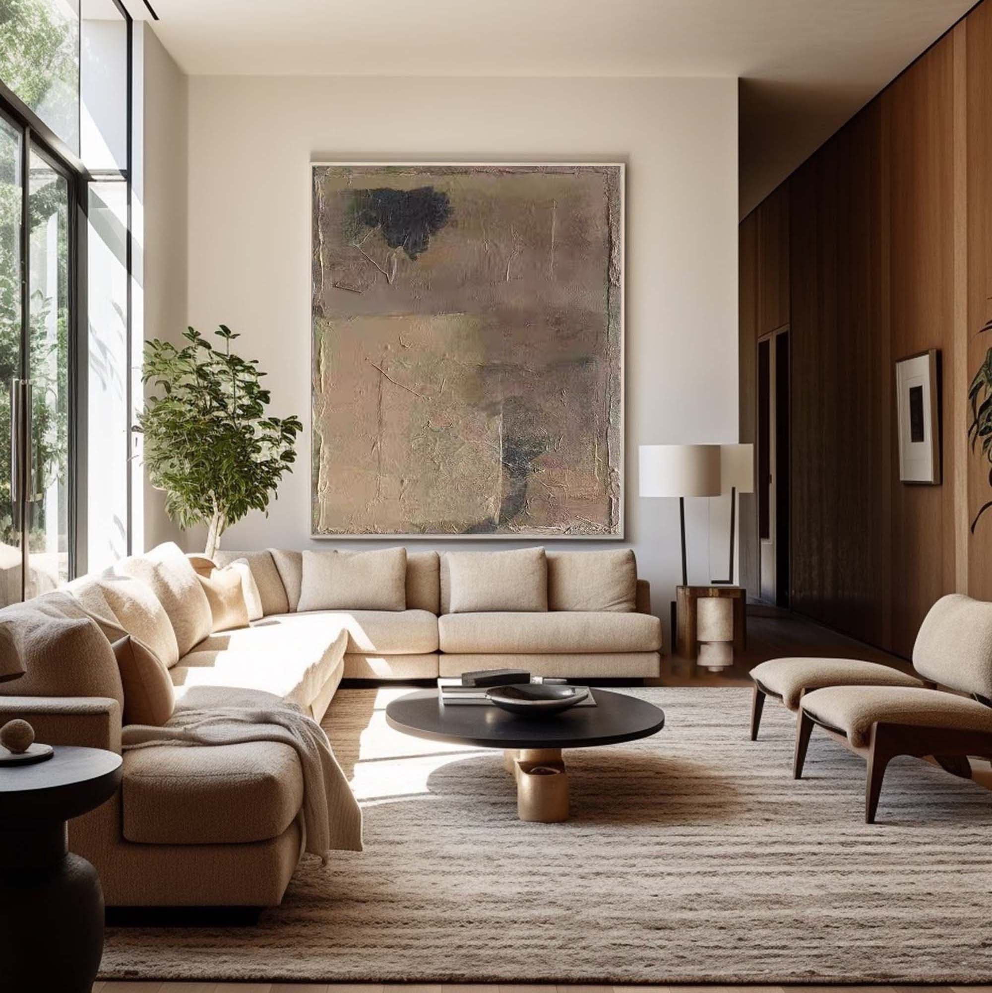 Beige & Brown Abstract Painting #LL 015