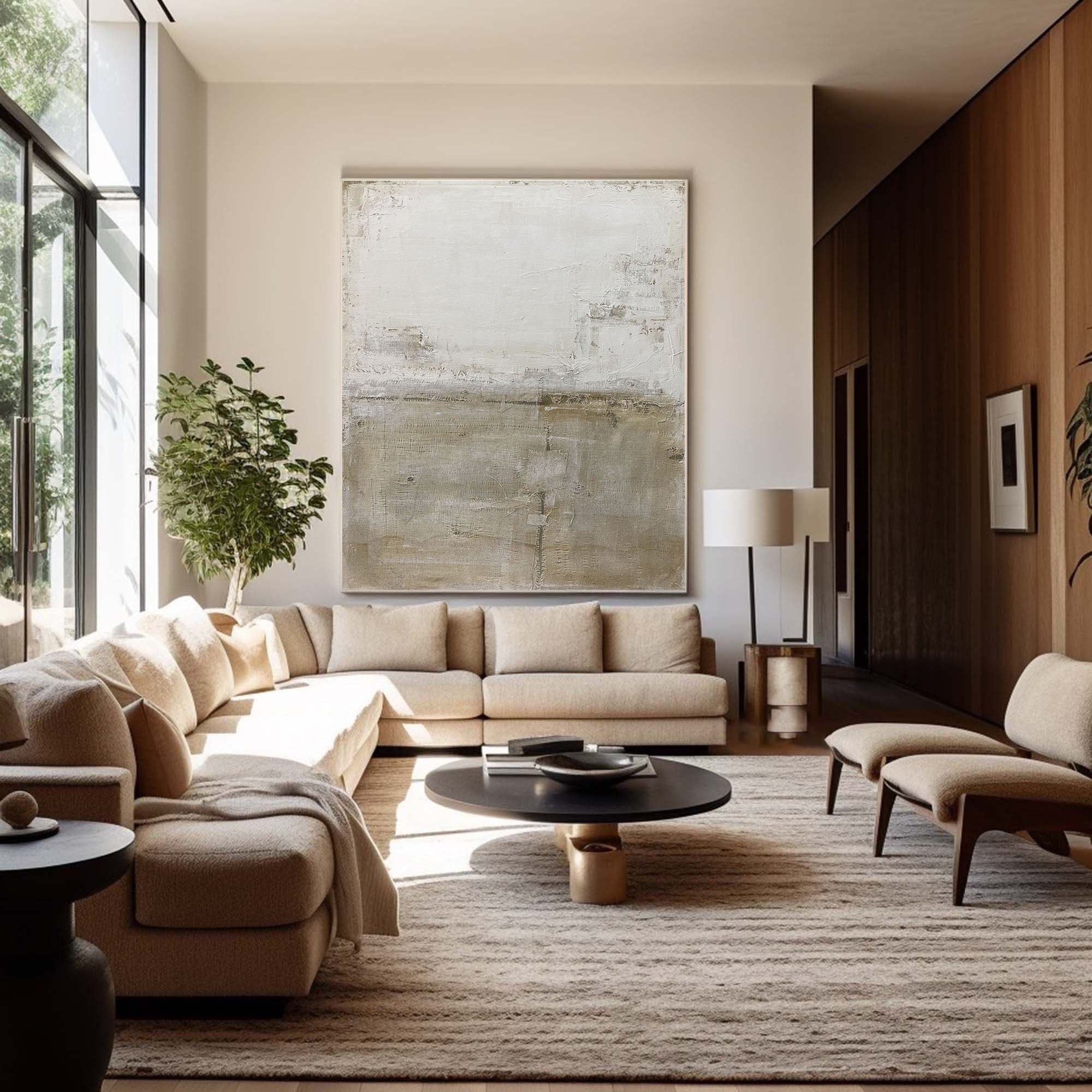Beige & Brown Abstract Painting #LL 049
