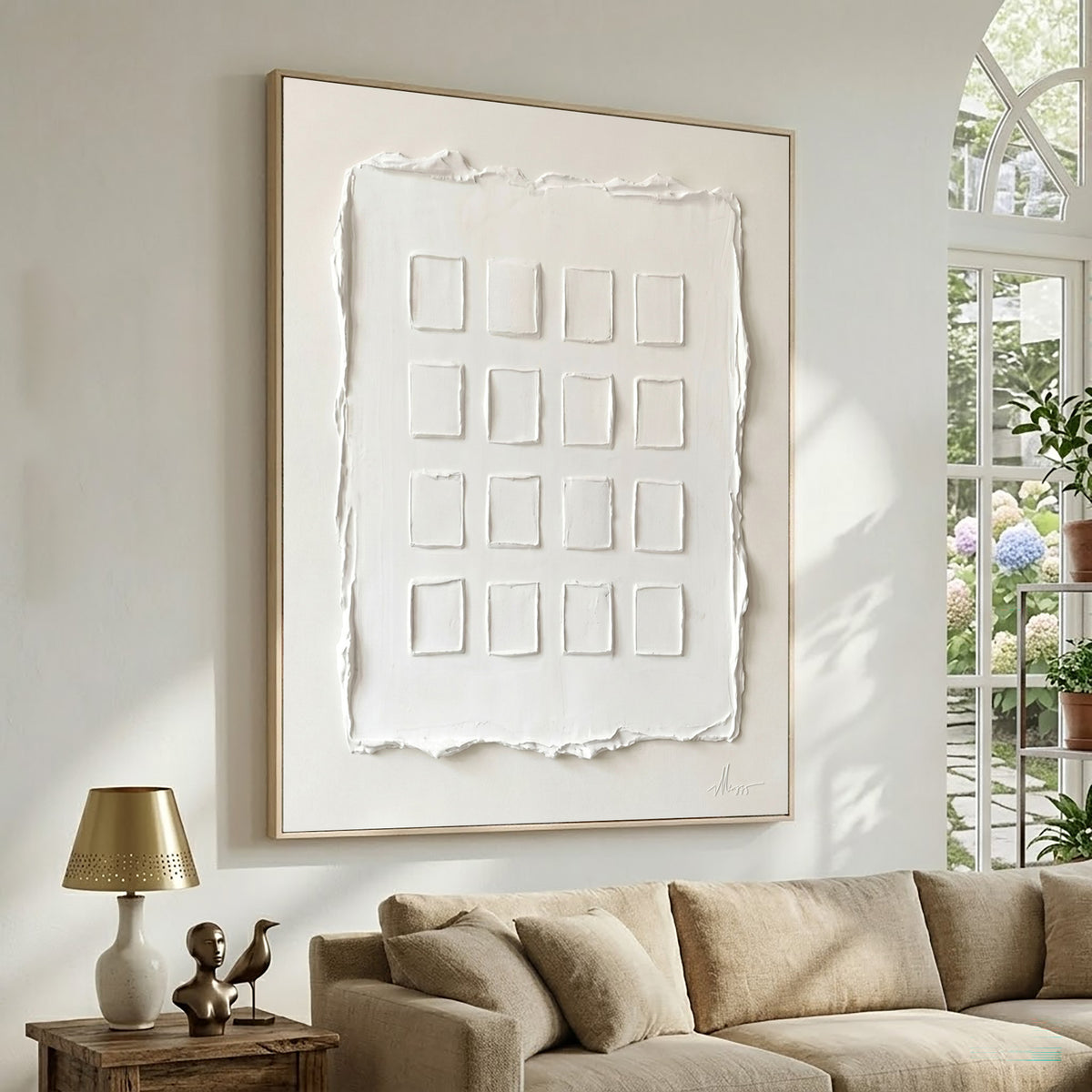 Fragments Of Order And Light White Abstract Wall Art Textured Relief Contemporary Painting