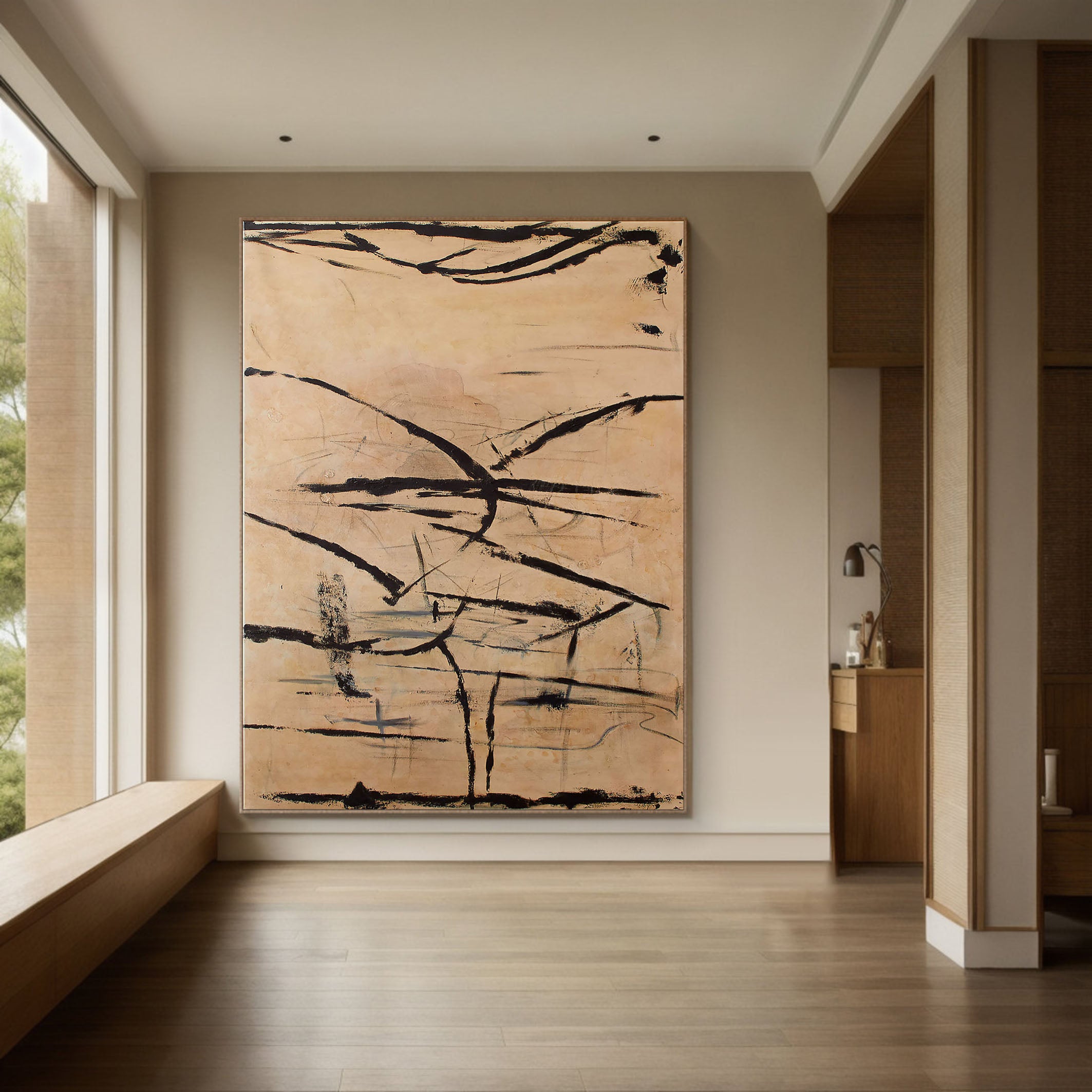 Earth Tones Minimalist Line Wall Art, Modern Minimalist Style #BGA 041
