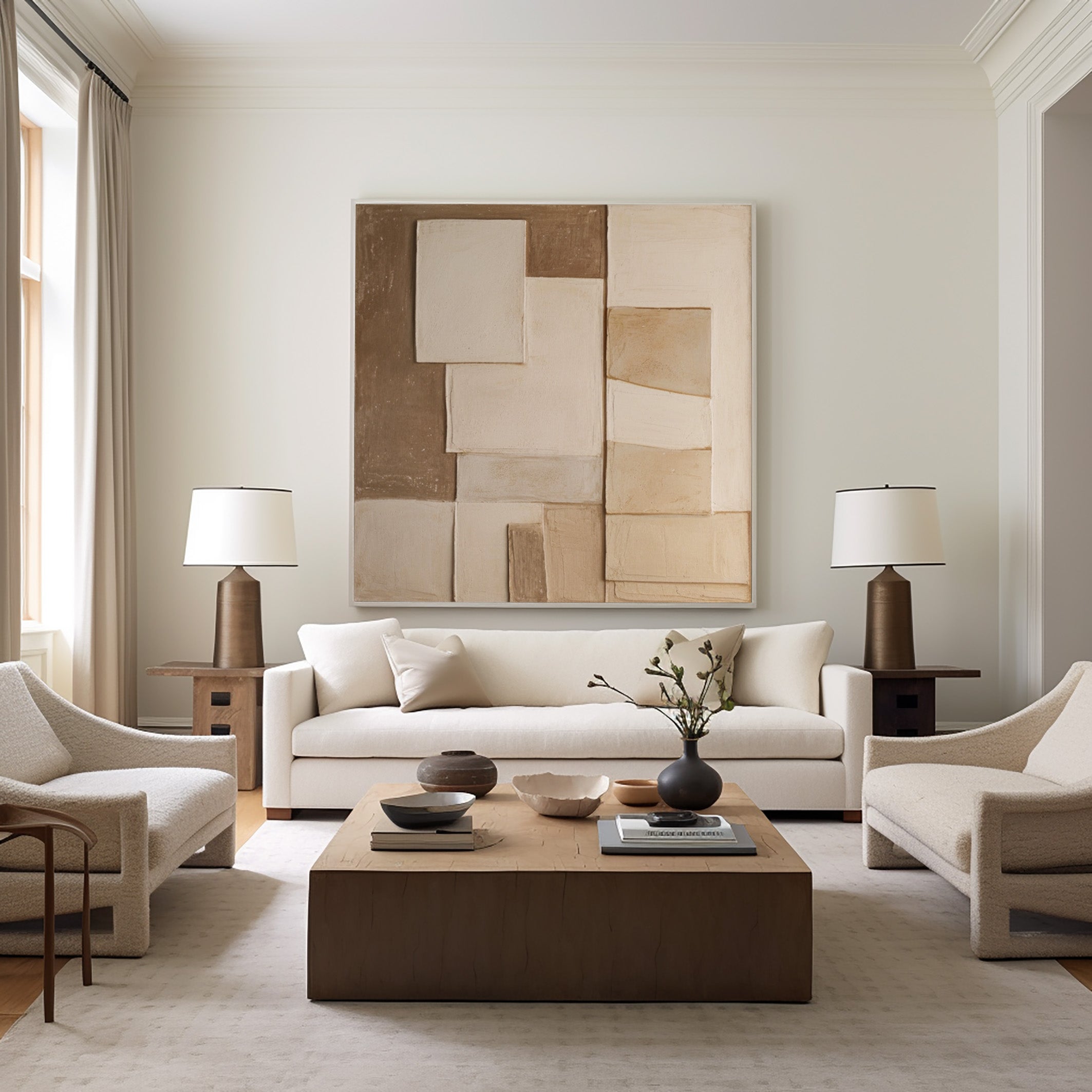 Wabi Sabi Neutral Canvas with Subtle Overlap for Modern Home #BGA 205