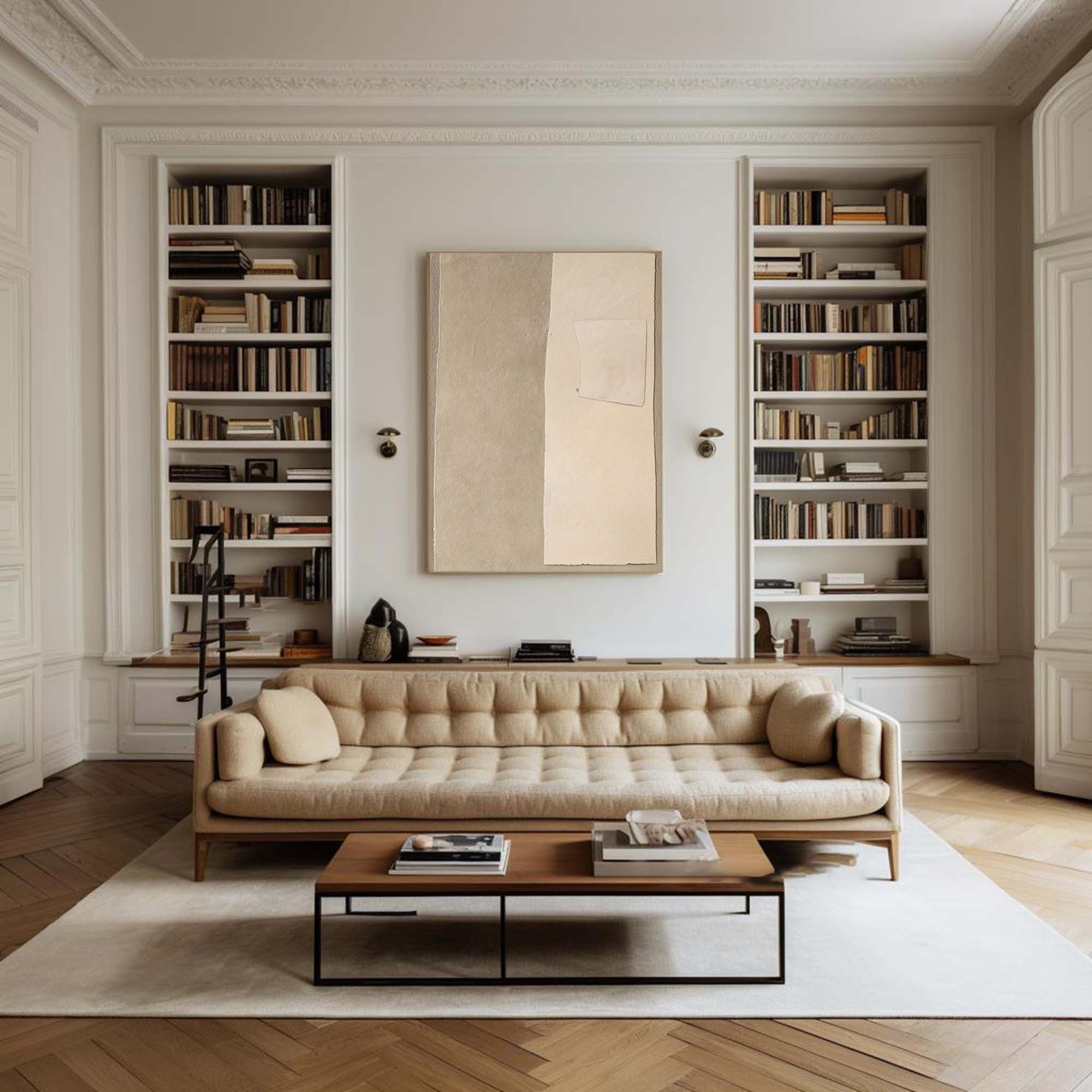 Beige & Brown Abstract Painting #LL 037