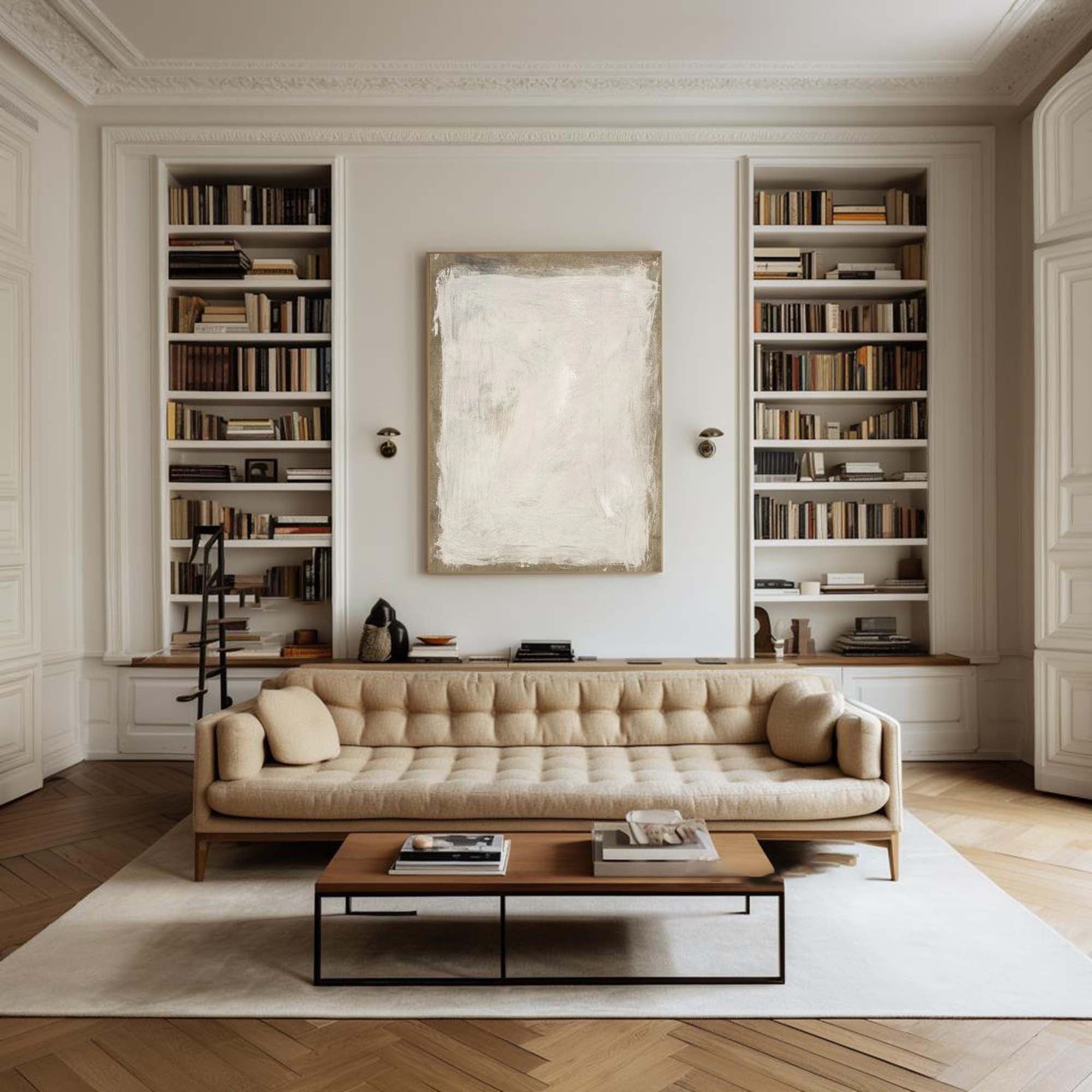 Beige & Brown Abstract Painting #LL 048