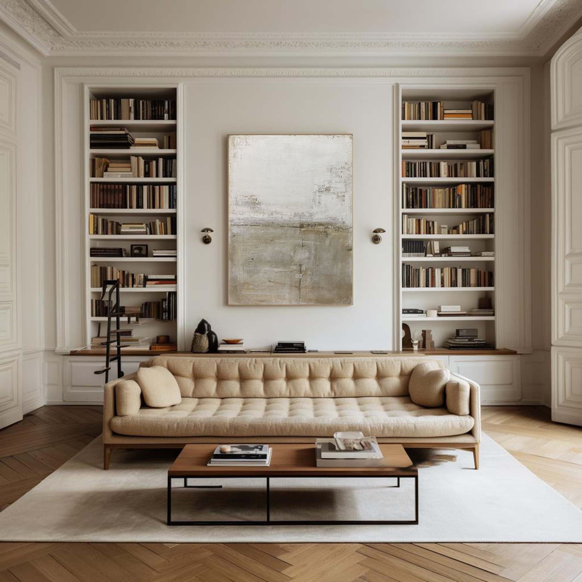 Beige & Brown Abstract Painting #LL 049