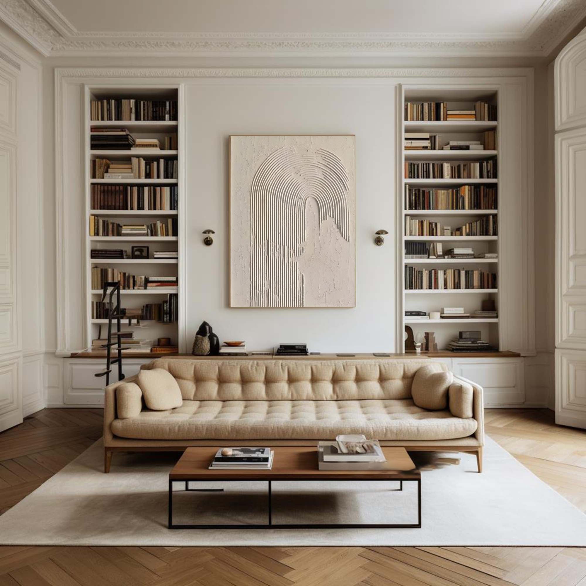 Beige & Brown Abstract Painting #LL 019