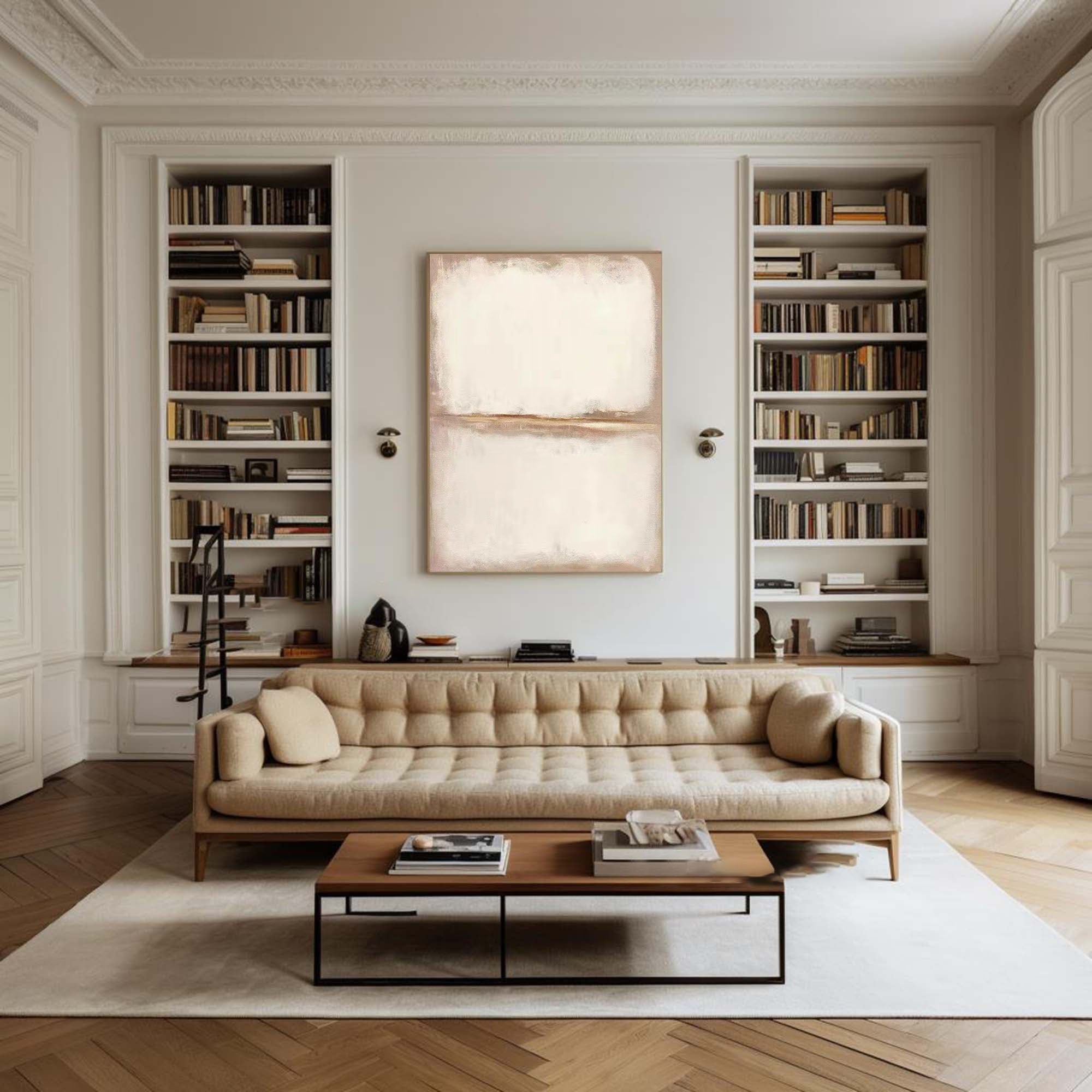 Beige & Brown Abstract Painting #LL 044