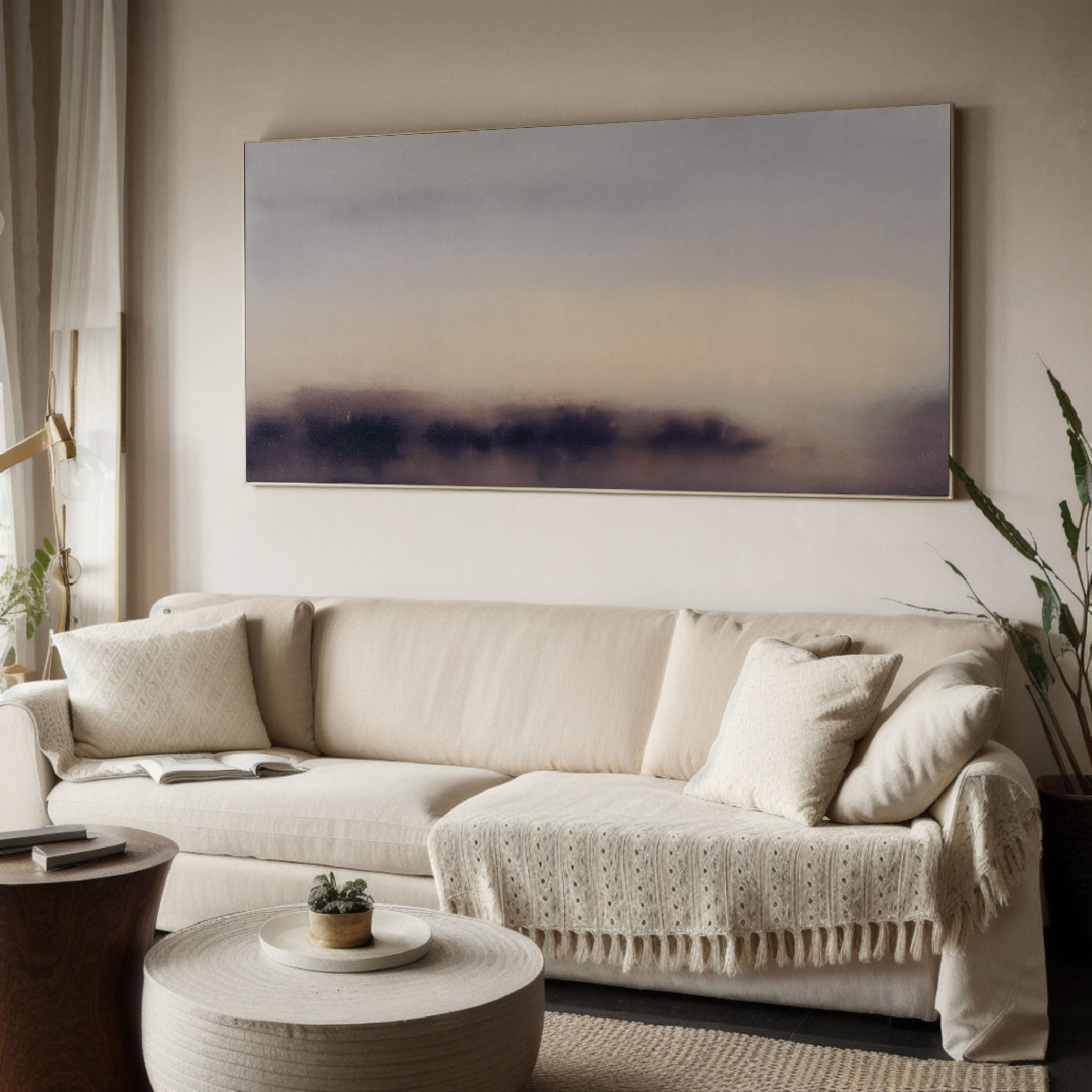 Abstract Landscape with Distant Purple Forms, Modern Wall Art #BGA 066