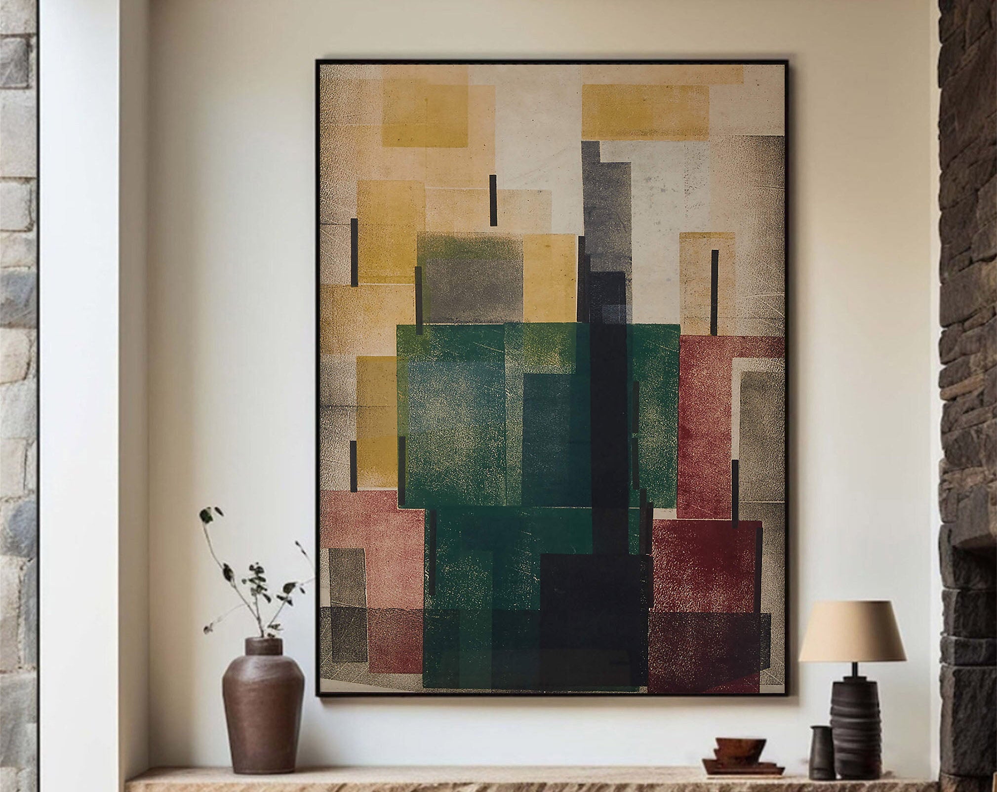 Layered Geometric Abstract In Earth Tones, Modern Minimalist #BGA 051