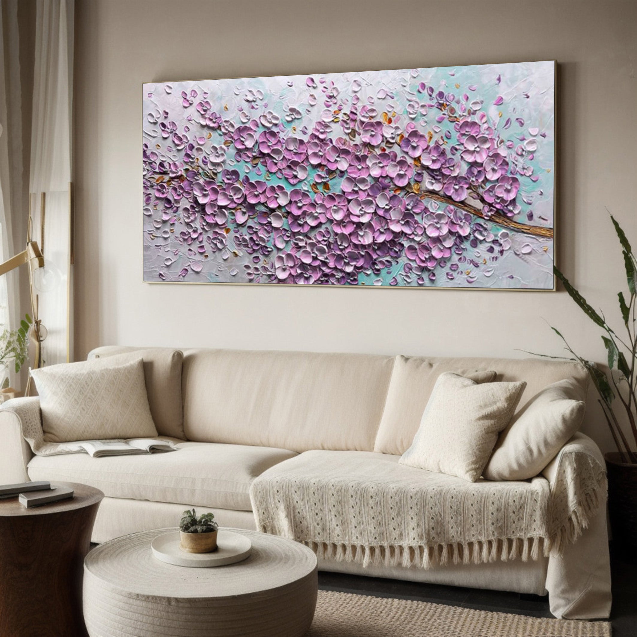 Sakura Dream: Impasto Blossom Relief, Tactile Floral Painting #BGA 152