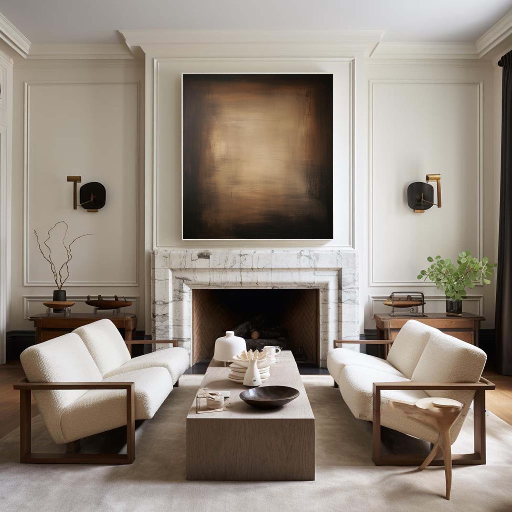 Abstract Metallic Tone Oil Painting for Modern Room Decor #BBA 011