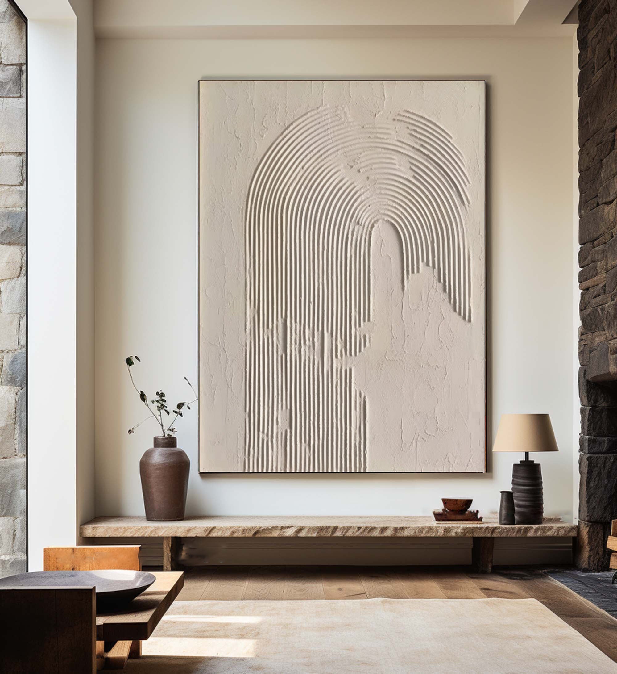 Beige & Brown Abstract Painting #LL 019