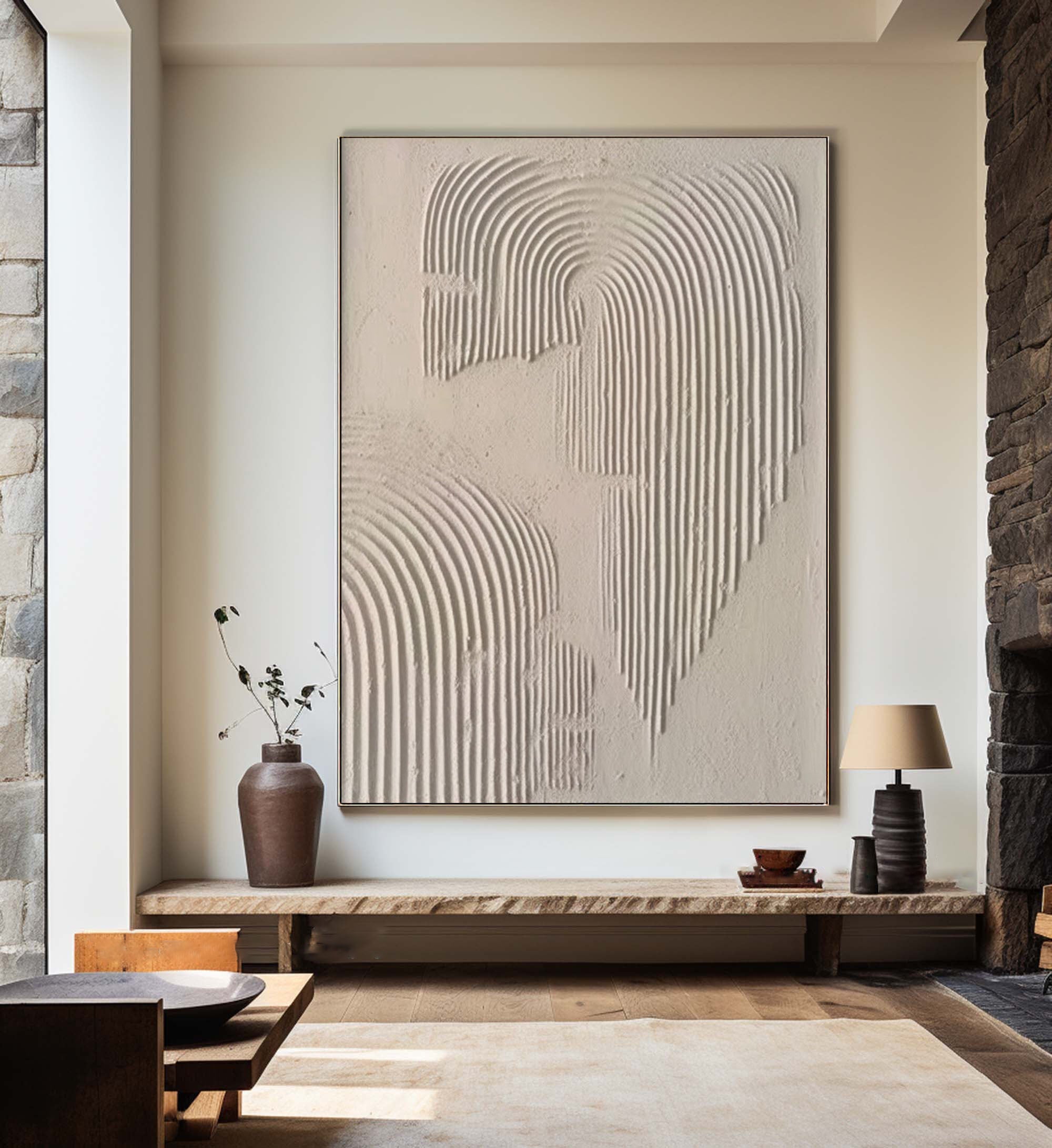 Beige & Brown Abstract Painting #LL 016