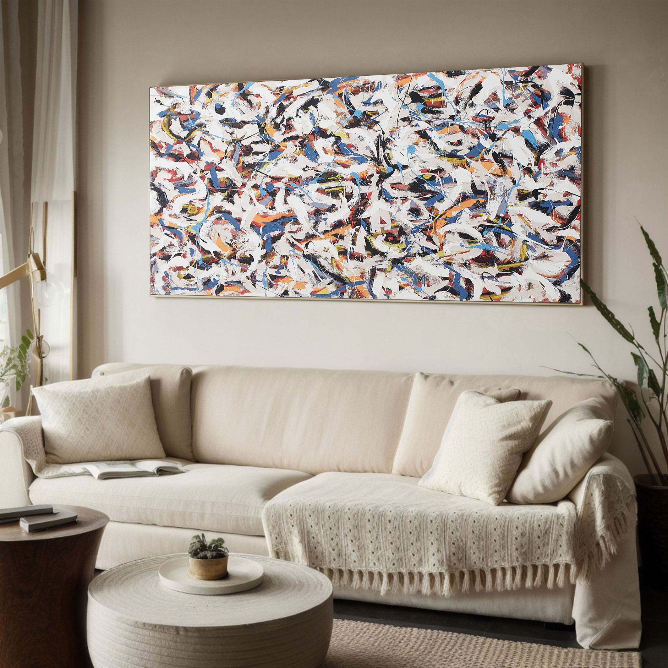 Dynamic Color Layering, Swirling Brushstrokes on White #BGA 064