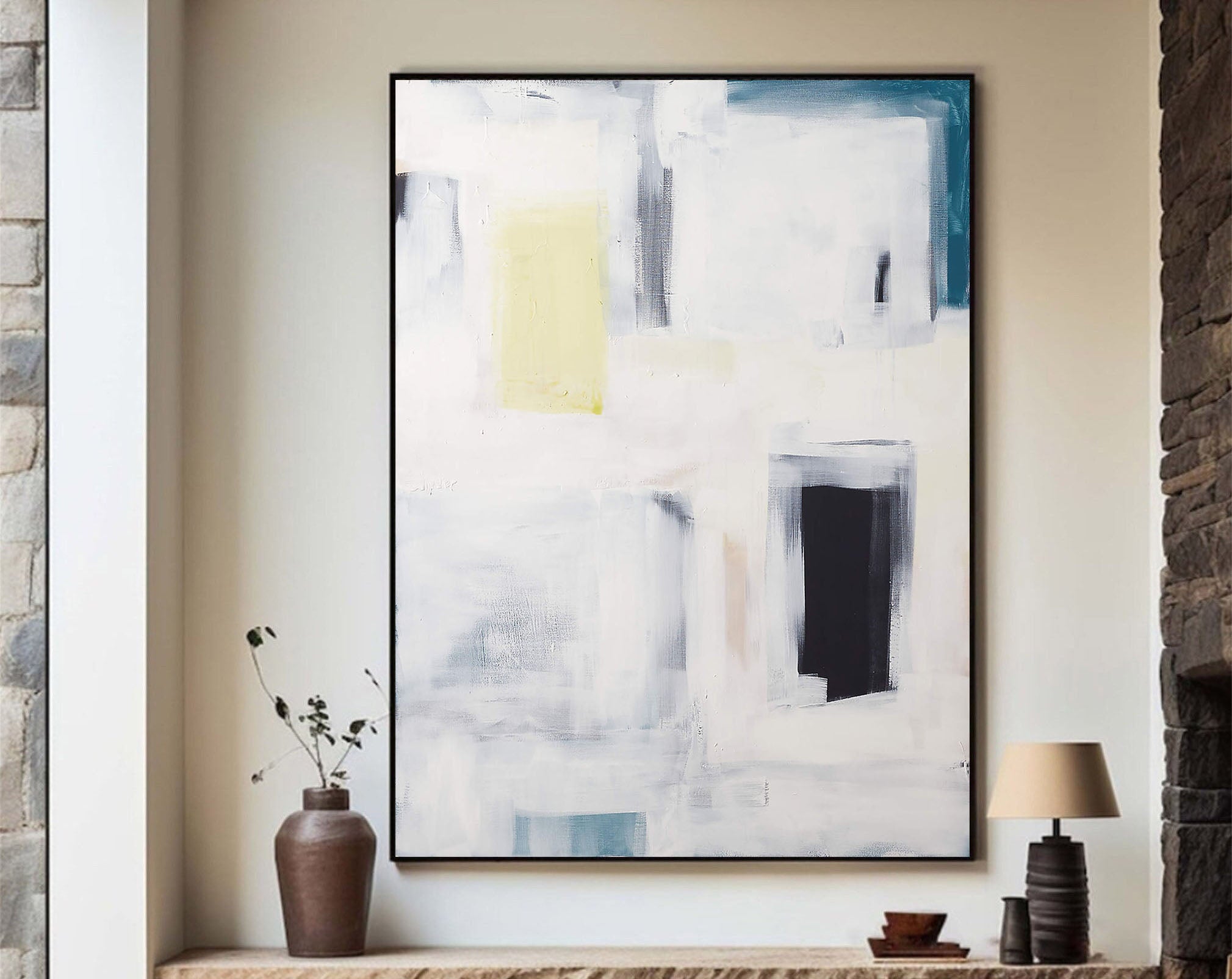 Minimalist Abstract Art With Geometric Shapes, Muted Colors #BGA 044