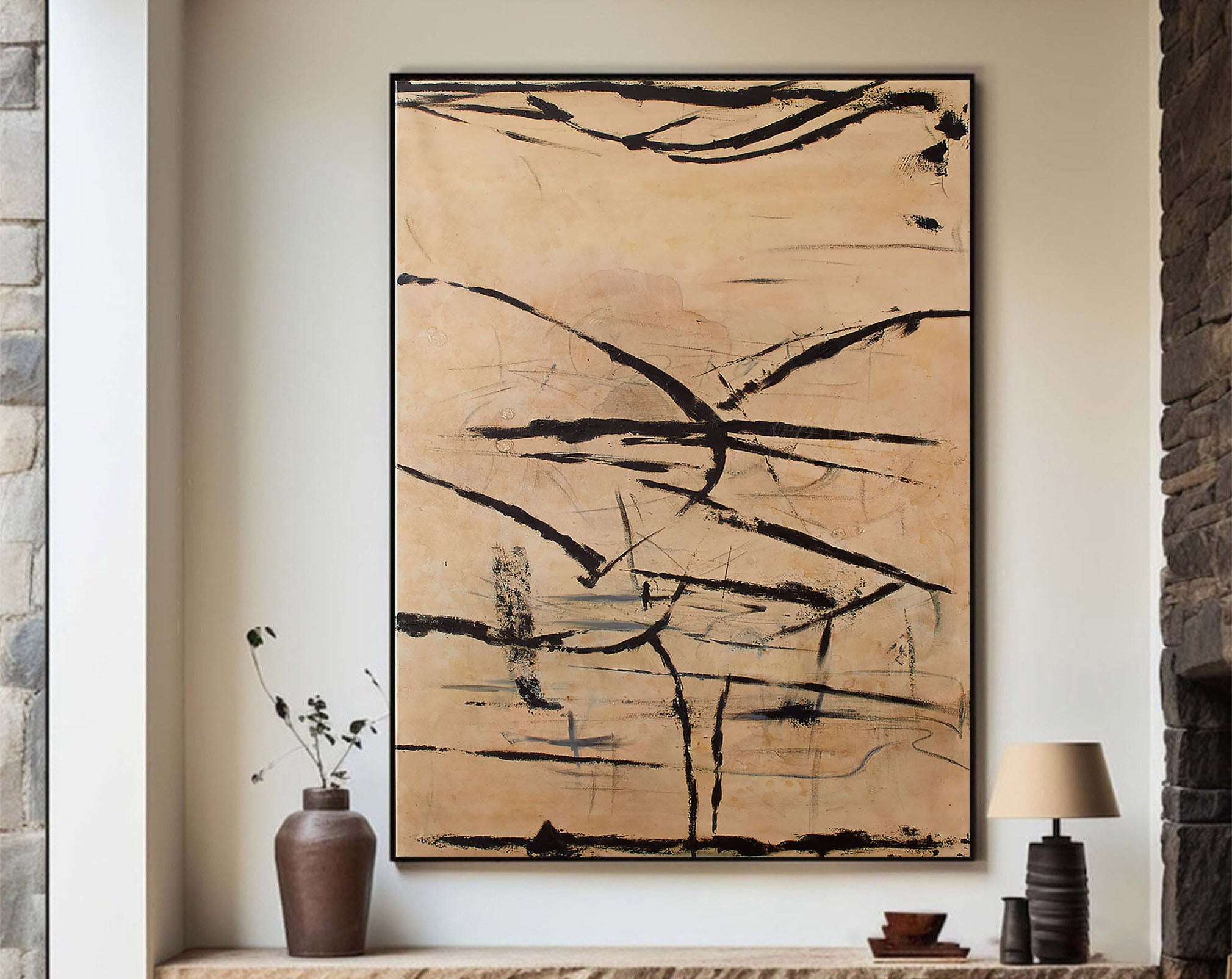 Earth Tones Minimalist Line Wall Art, Modern Minimalist Style #BGA 041