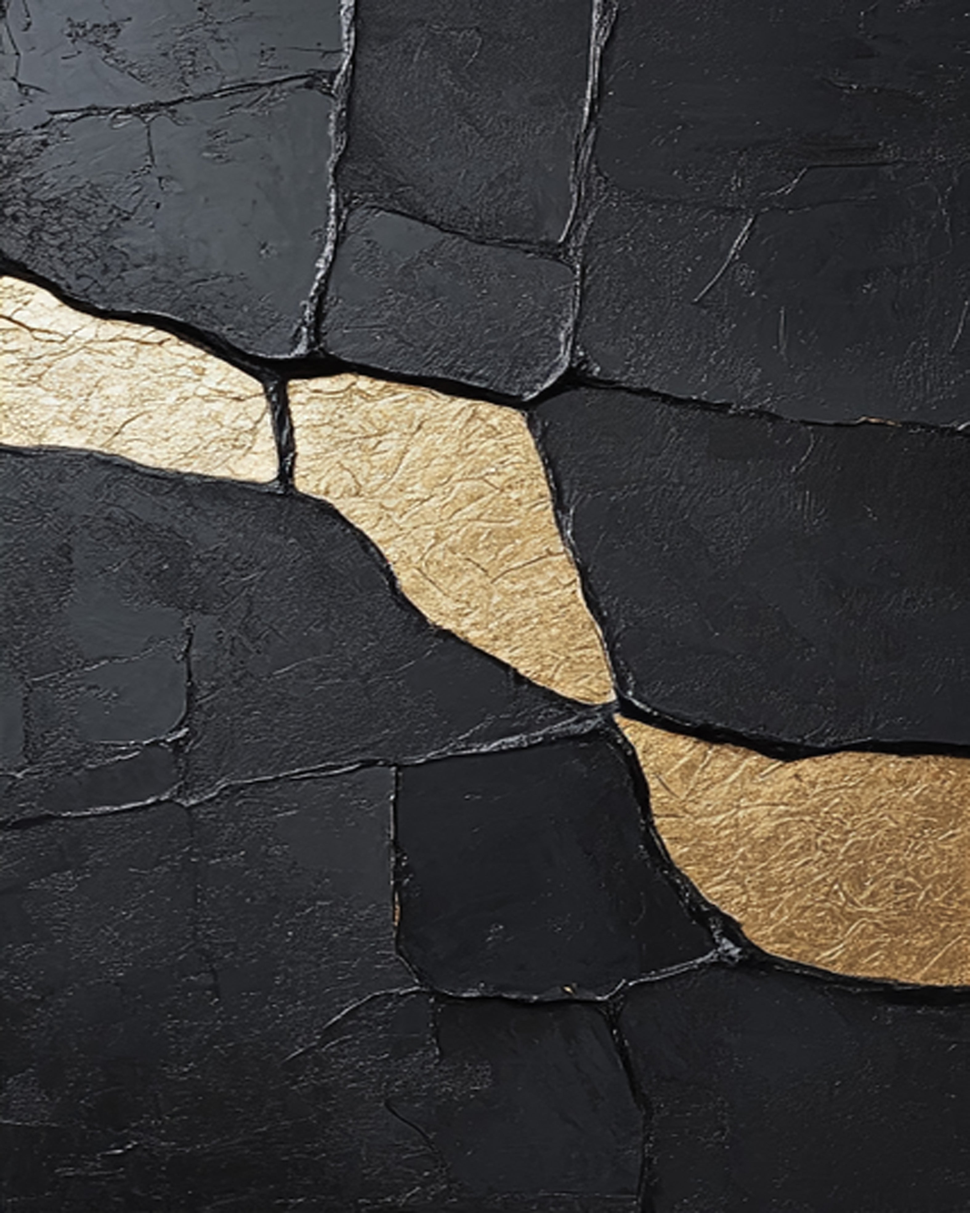 Textured Black Canvas with Striking Organic Gold Accents #BGA 187