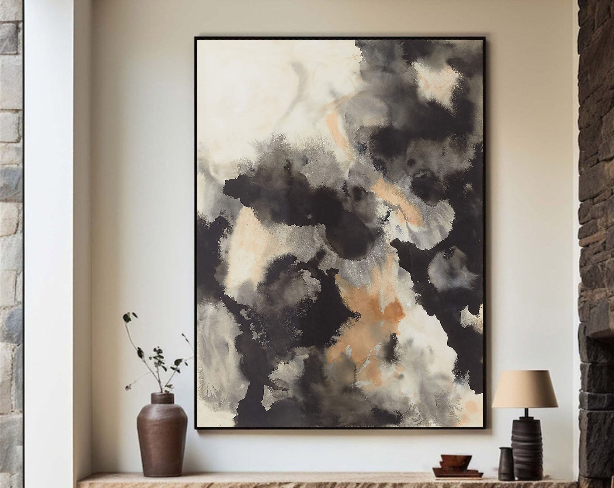 Earth Tones Dynamic Abstract Wall Painting, Contemporary Art #BGA 052