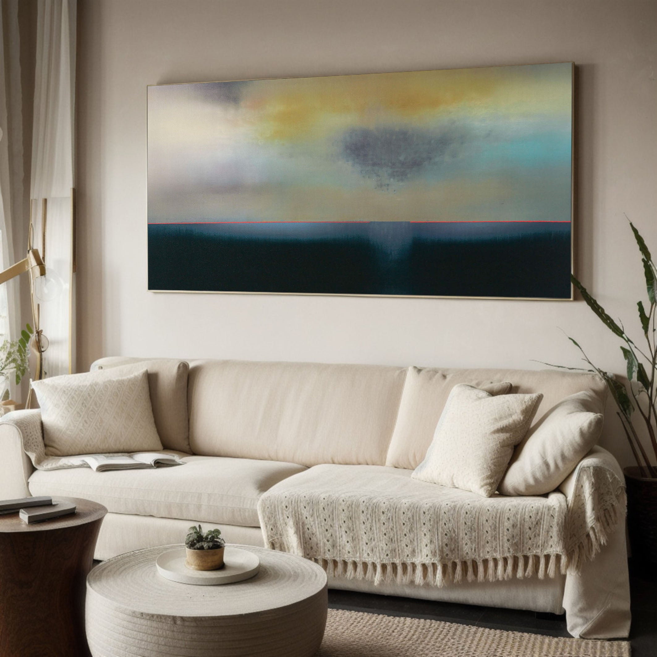 Soft Color Landscape with Distinct Horizon, Minimalist Art #BGA 067