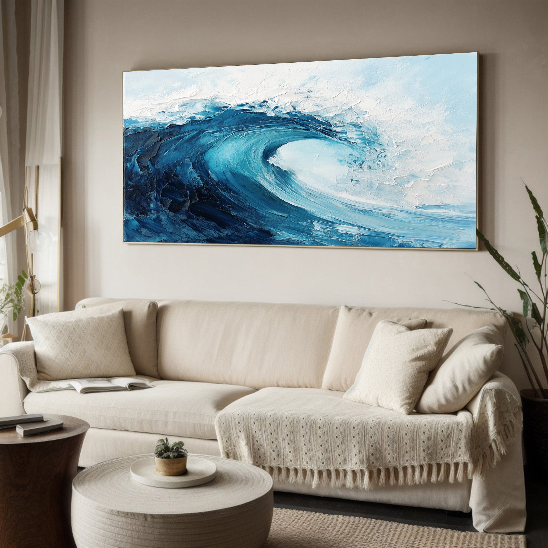 Deep Blue Impact: Bold Textured Wave, Powerful Ocean Art #BGA 149