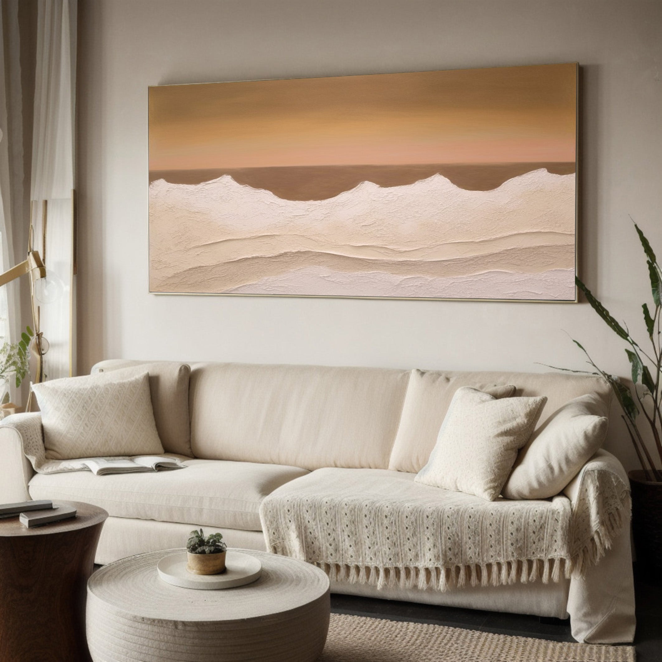 Contemporary Abstract with Textured Band, Minimalist Landscape #BGA 171