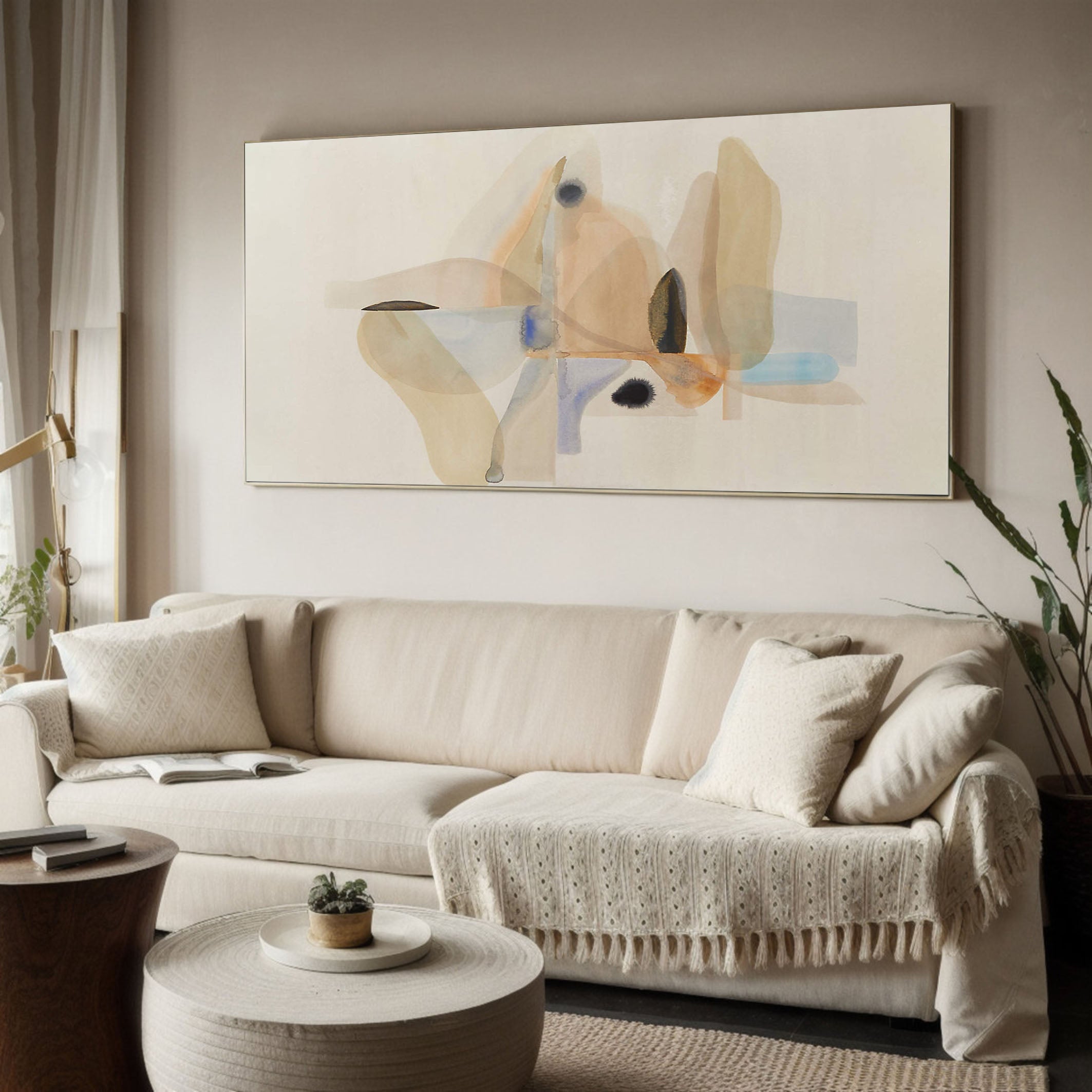 Neutral Color Abstraction with Organic Motifs, Minimalist Art #BGA 062