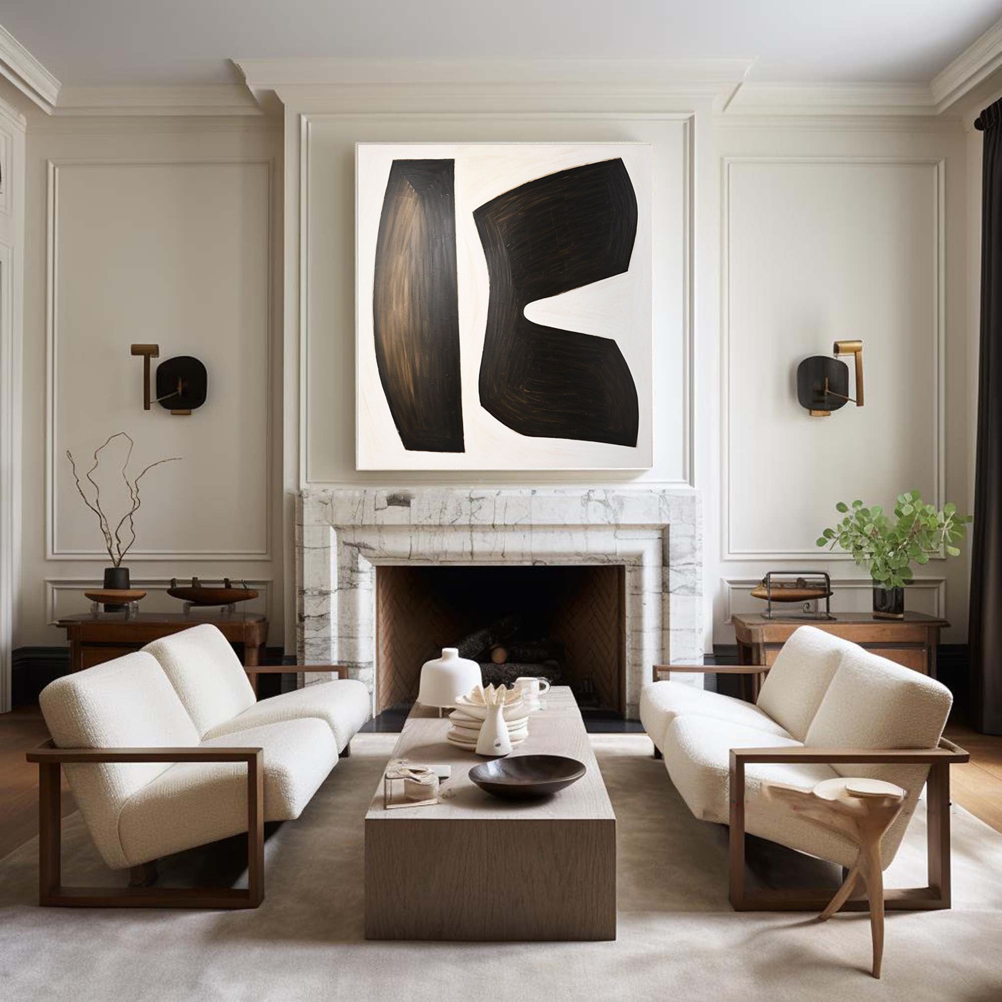 Black and White Abstract Wall Art for Modern Homes #BWA 003