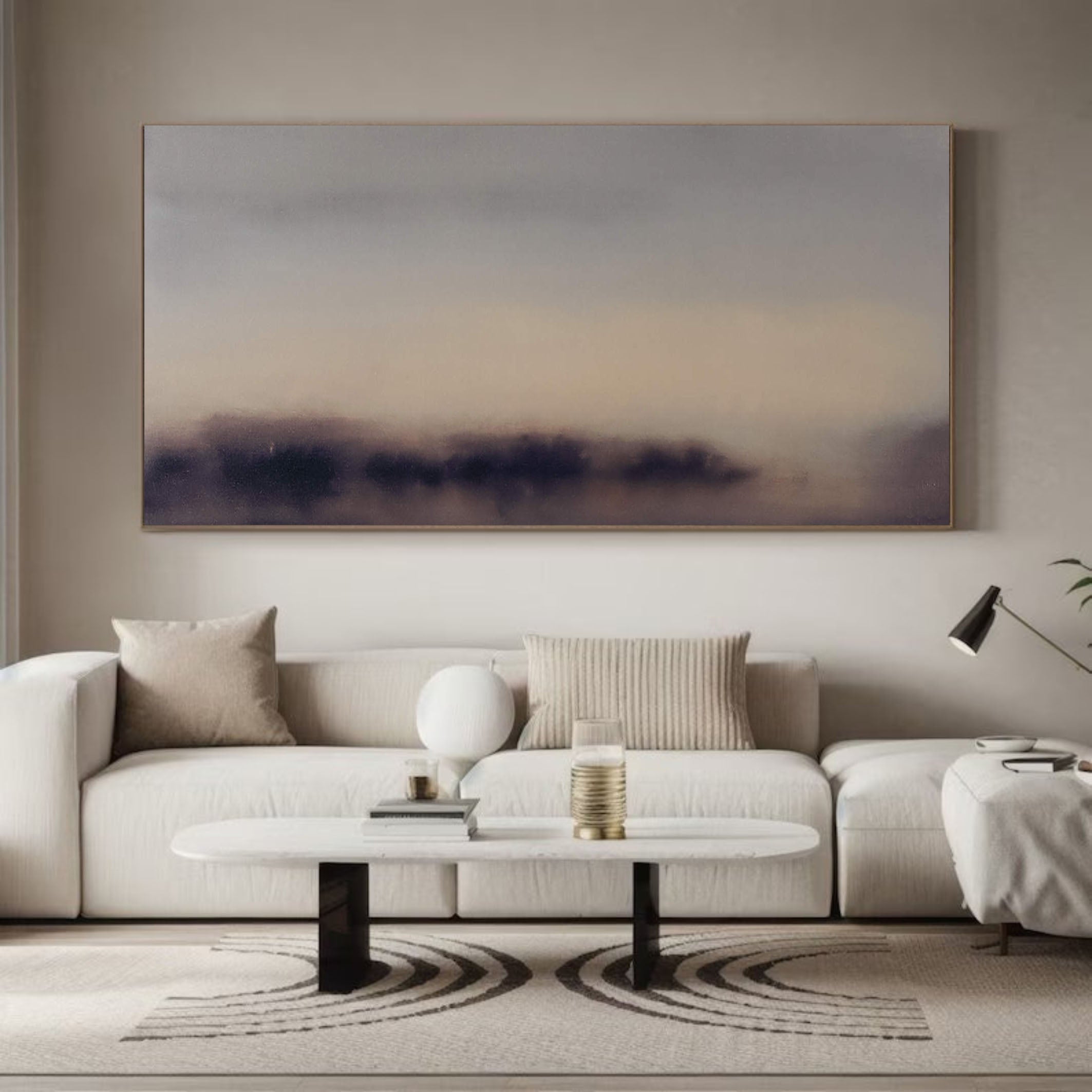 Abstract Landscape with Distant Purple Forms, Modern Wall Art #BGA 066