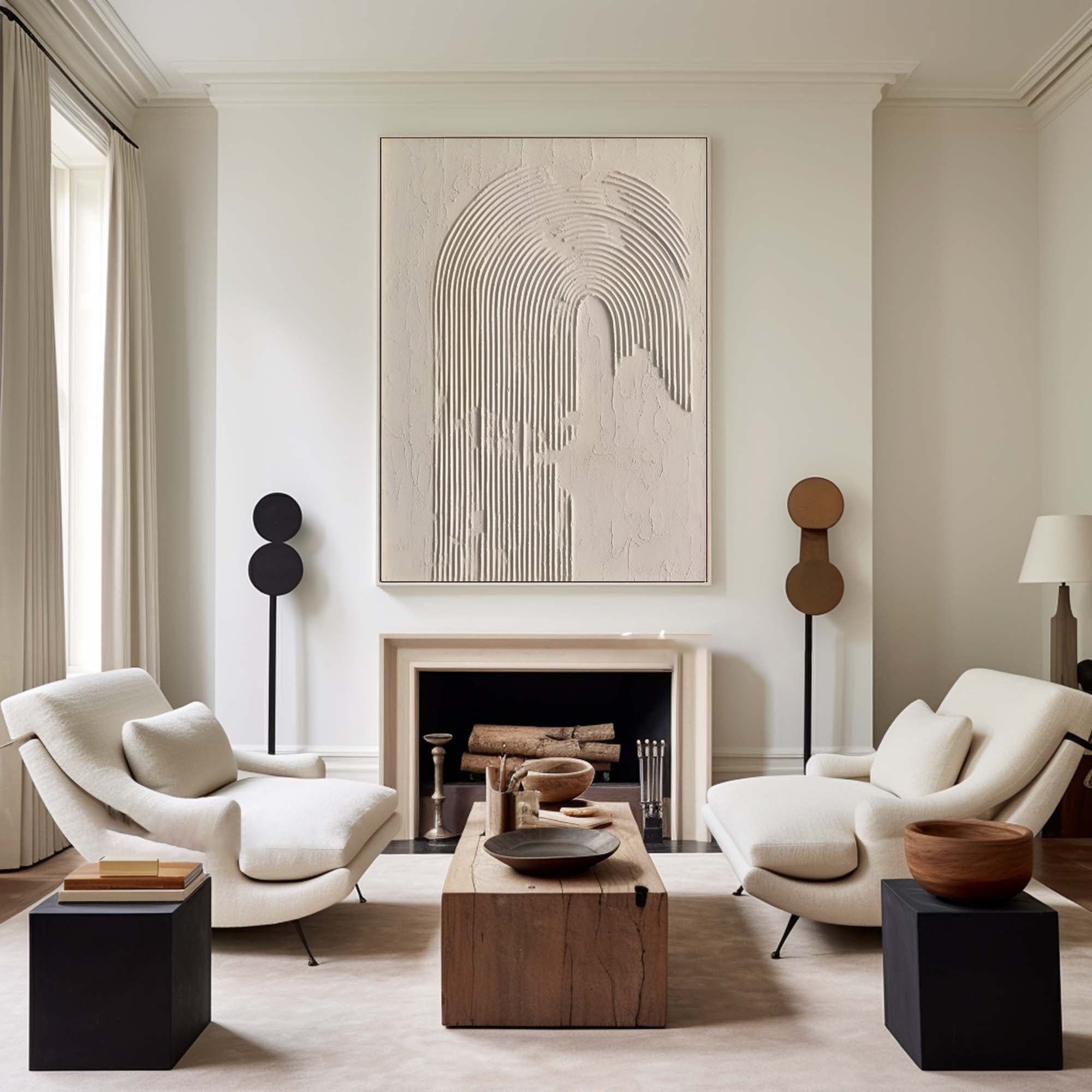 Beige & Brown Abstract Painting #LL 019