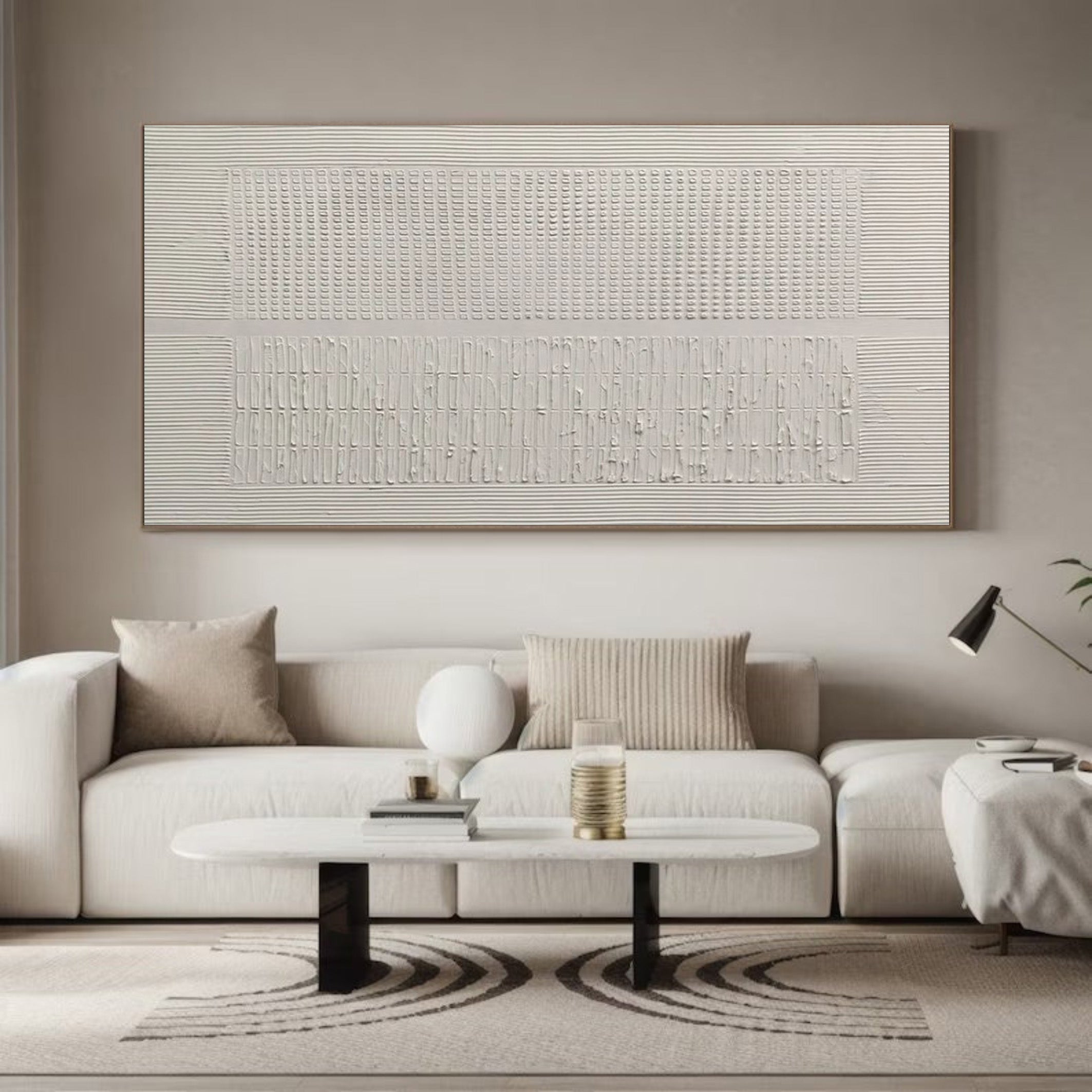 White Minimalist Plaster Canvas, Subtle Linear Pattern #BGA 151