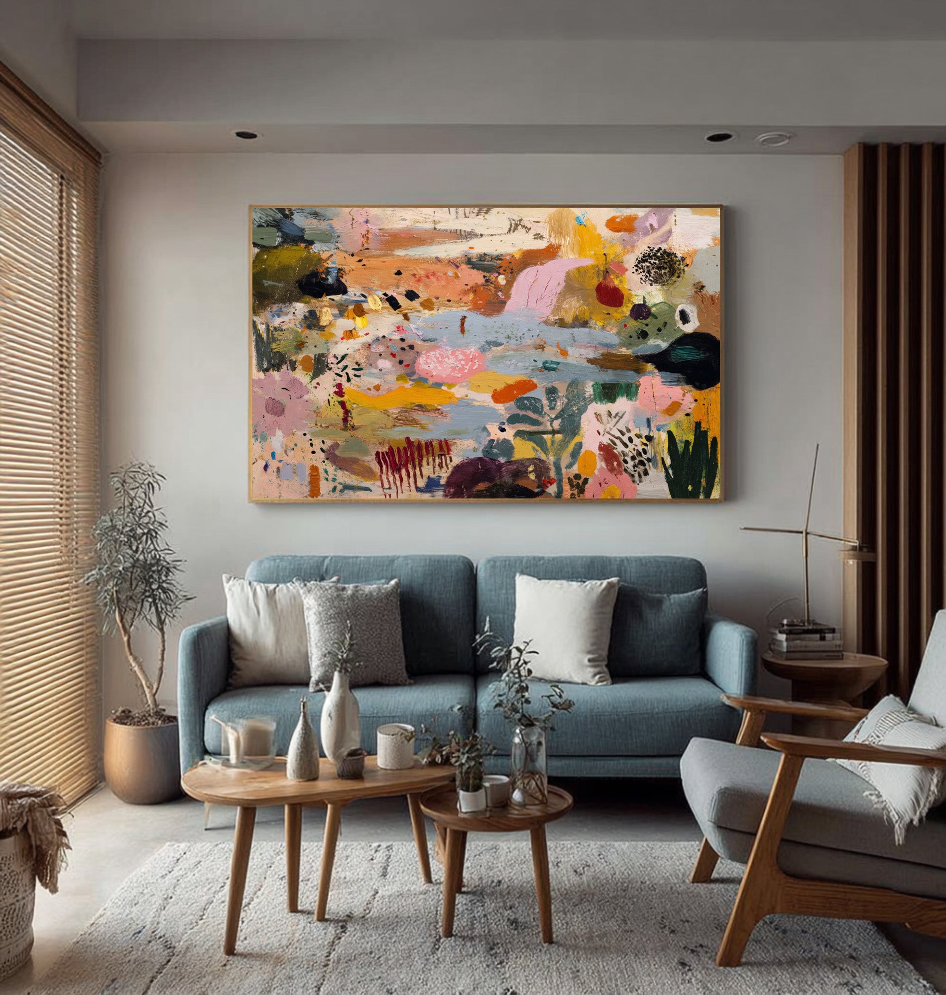 Large Colorful Abstract Landscape Painting Contemporary Wall Art | ArtvistaGallery