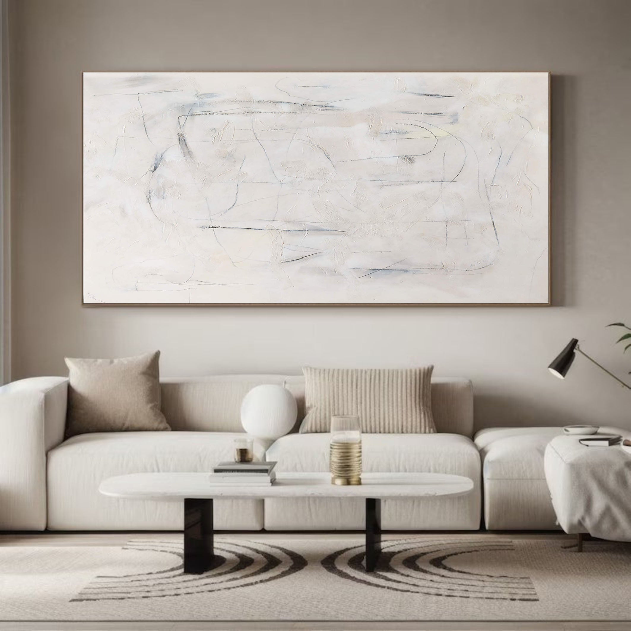 Neutral Field with Delicate Line Impressions, Minimalist Art #BGA 063