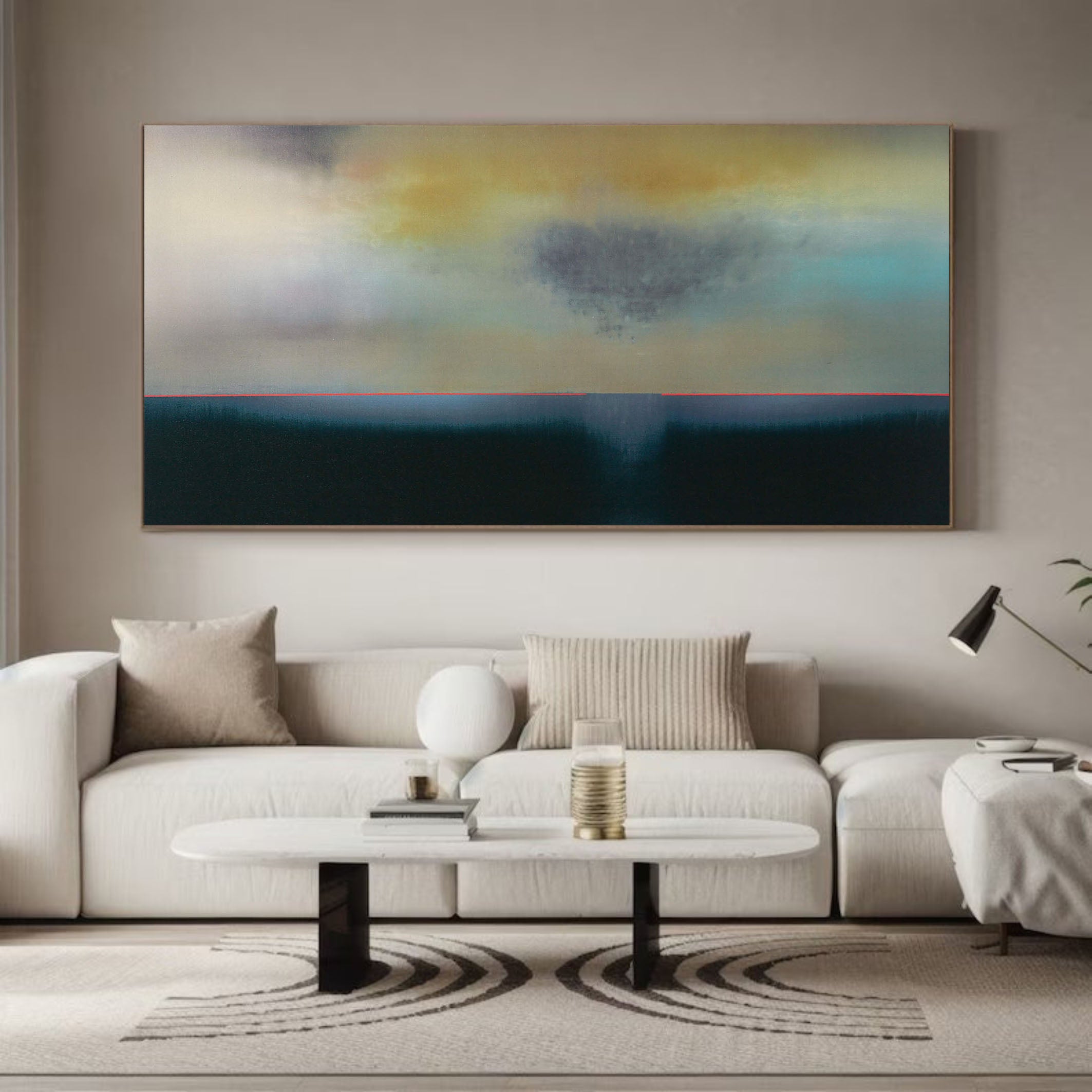 Soft Color Landscape with Distinct Horizon, Minimalist Art #BGA 067