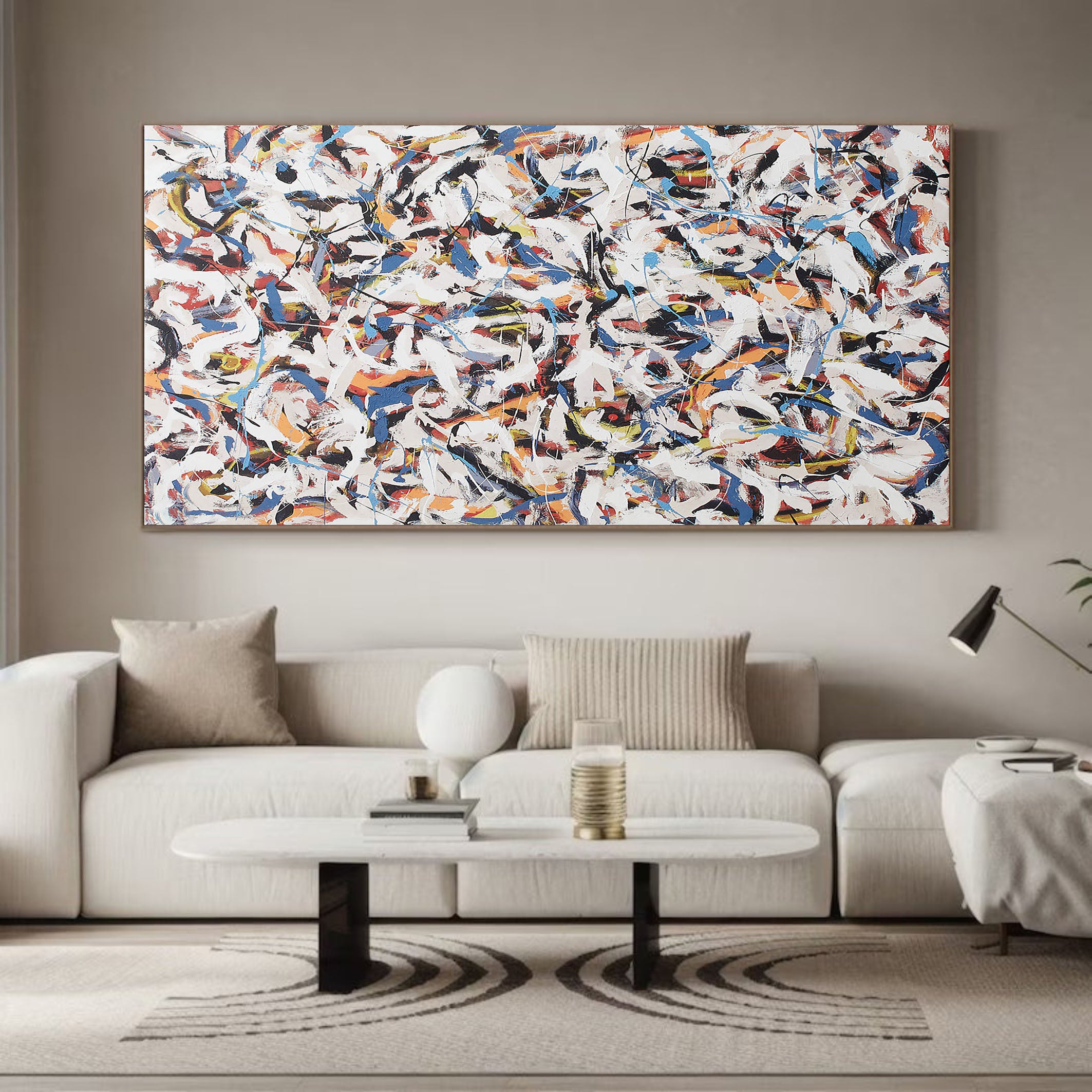 Dynamic Color Layering, Swirling Brushstrokes on White #BGA 064