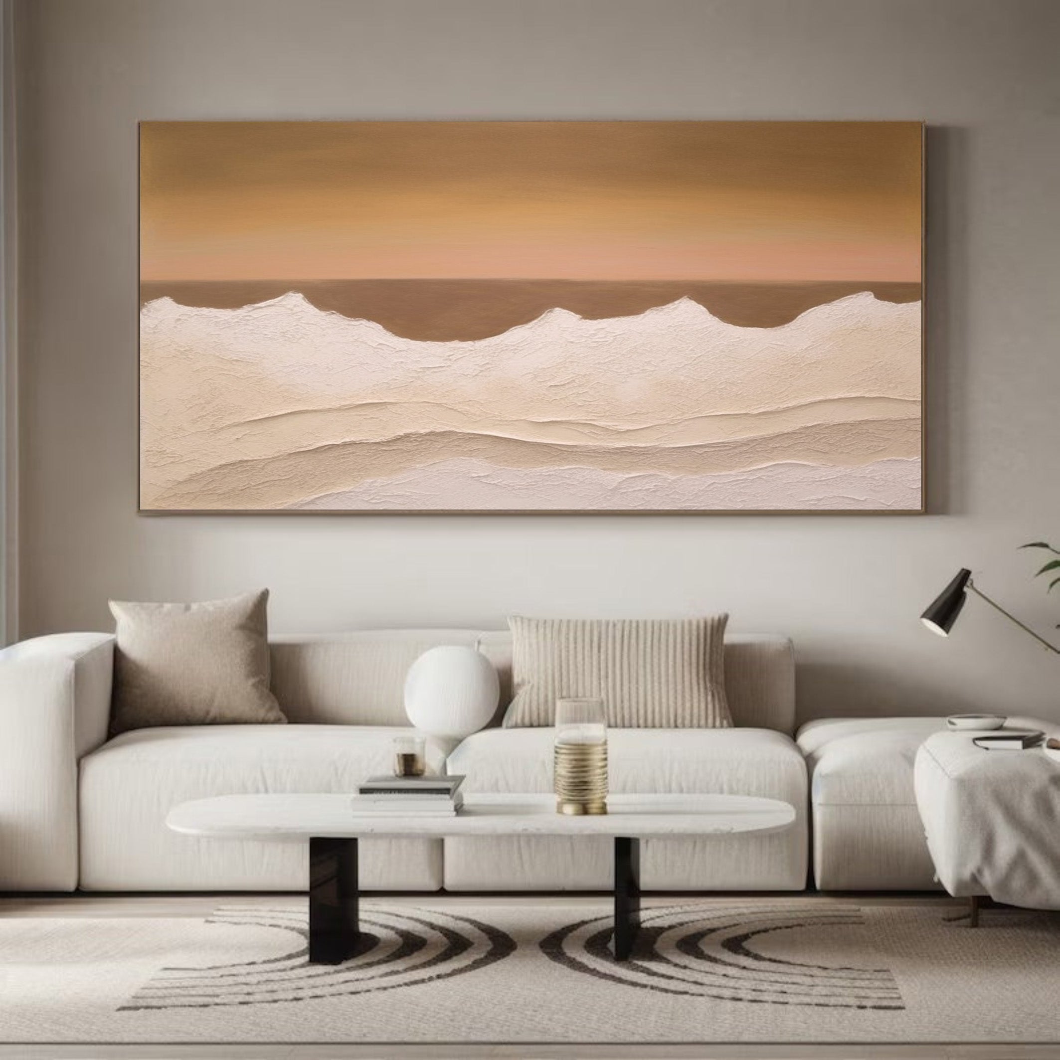 Contemporary Abstract with Textured Band, Minimalist Landscape #BGA 171