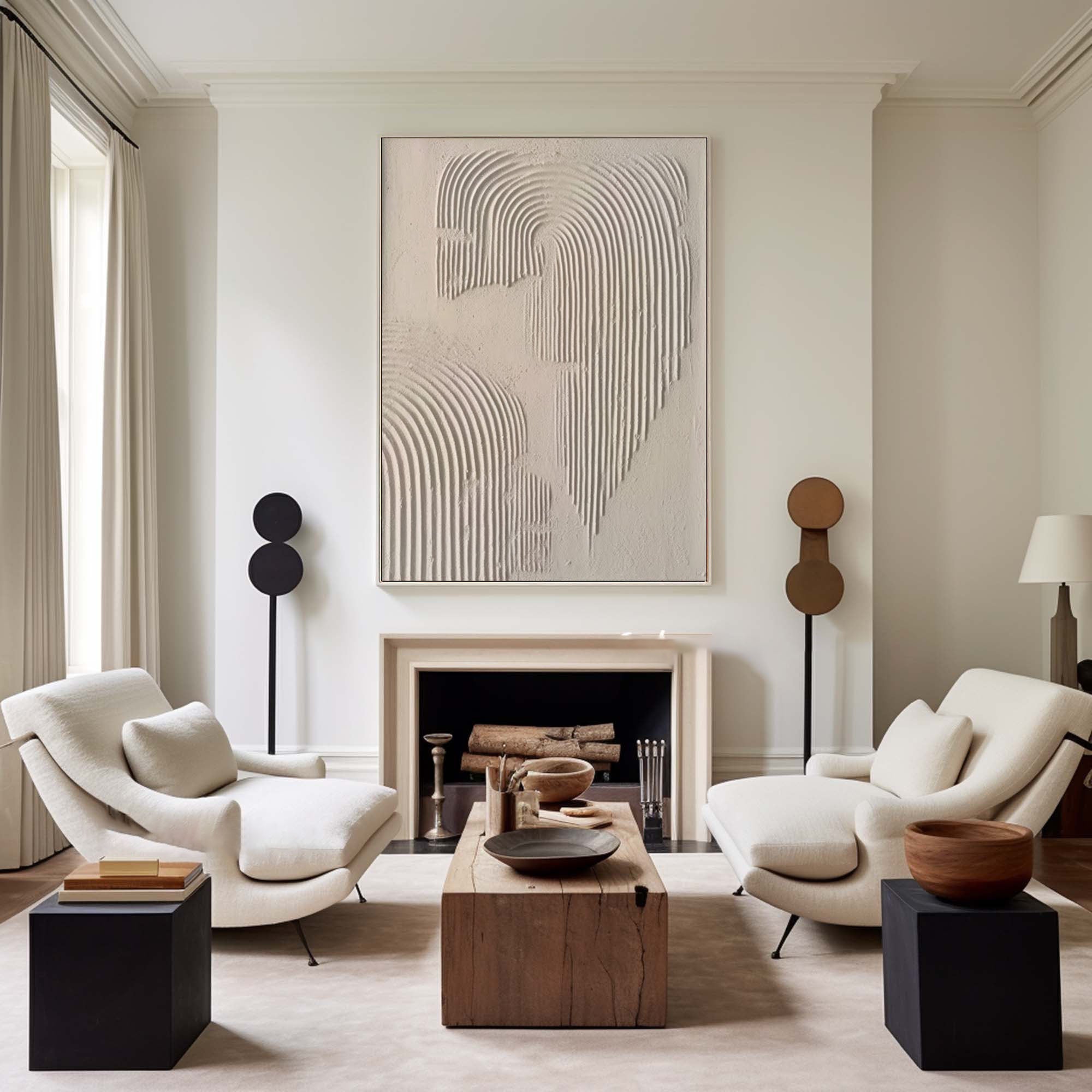 Beige & Brown Abstract Painting #LL 016