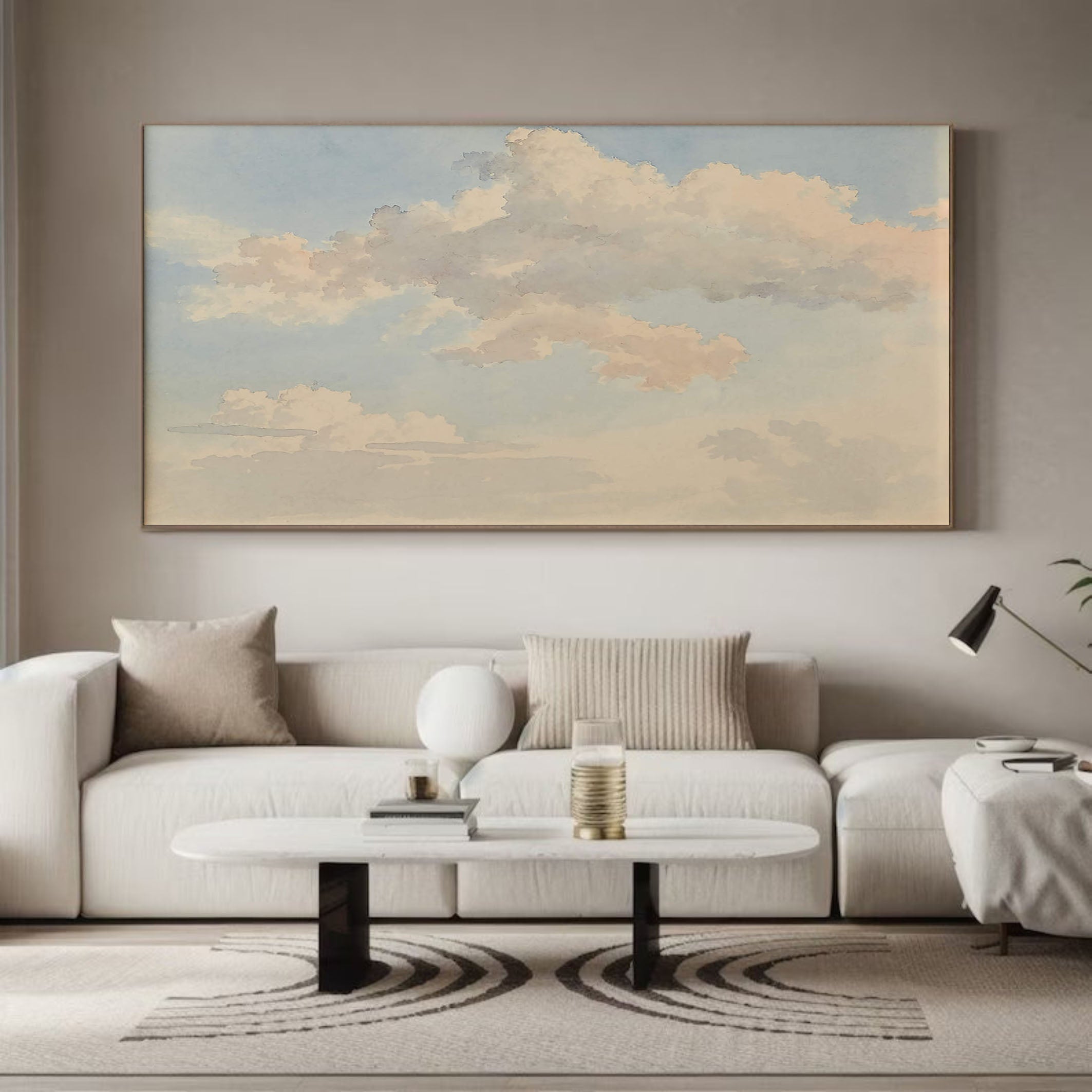 Cloudy Sky, Subtle Peach and Gray Tones, Modern Wall Art #BGA 058