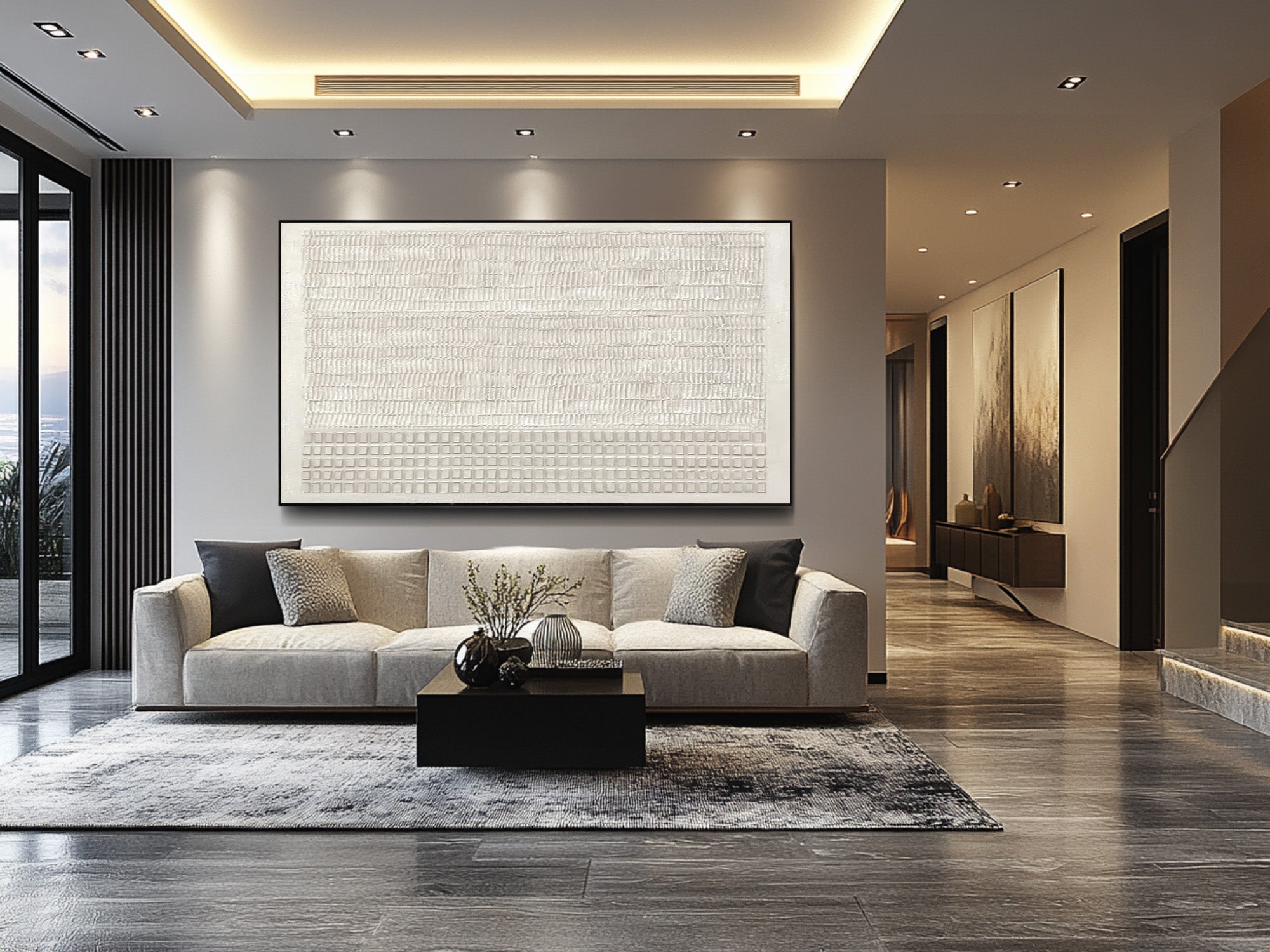 Abstract Textured Wall Decor Contemporary Living Room #WG 028