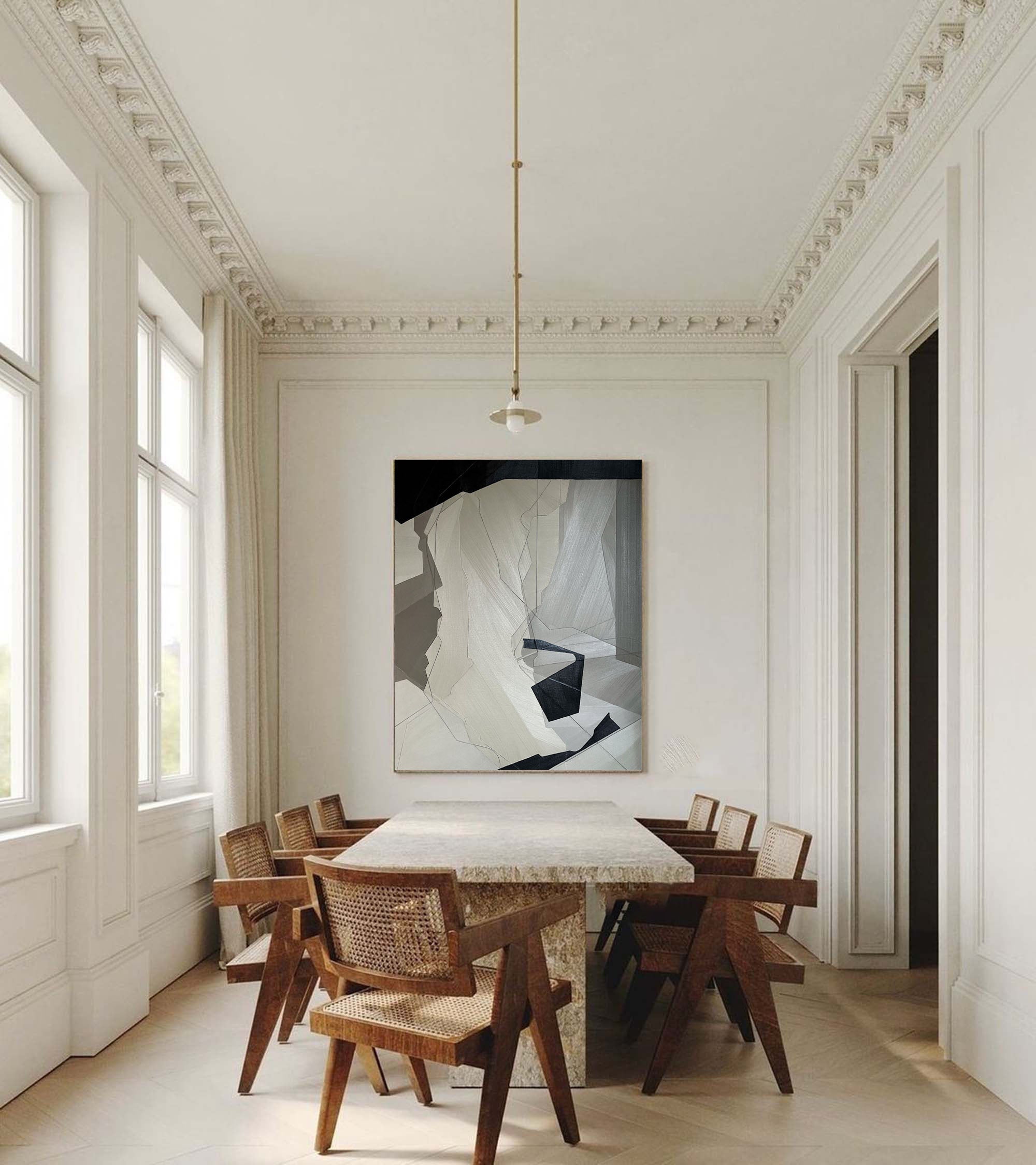 Beige & Brown Abstract Painting #LL 010