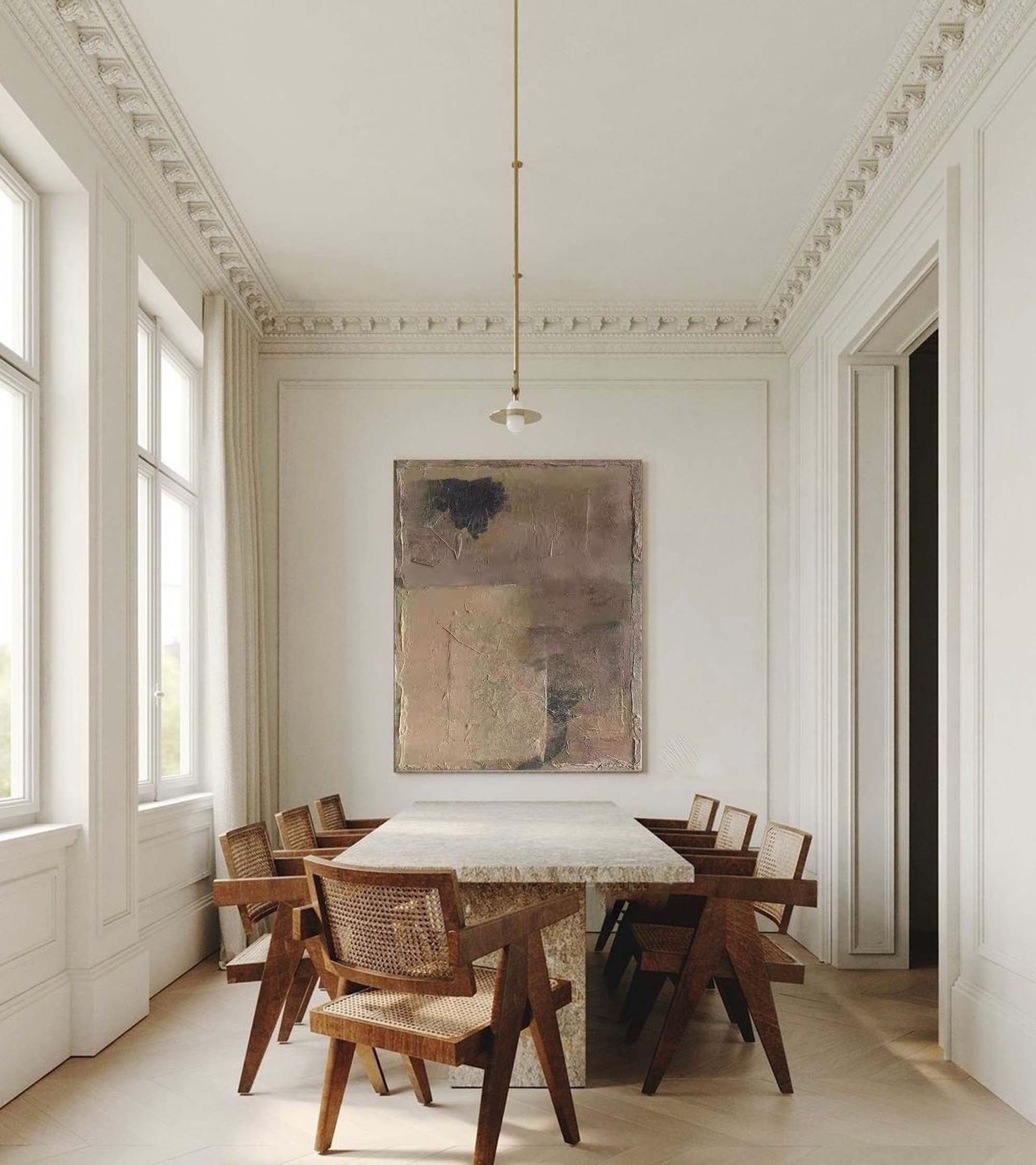 Beige & Brown Abstract Painting #LL 015