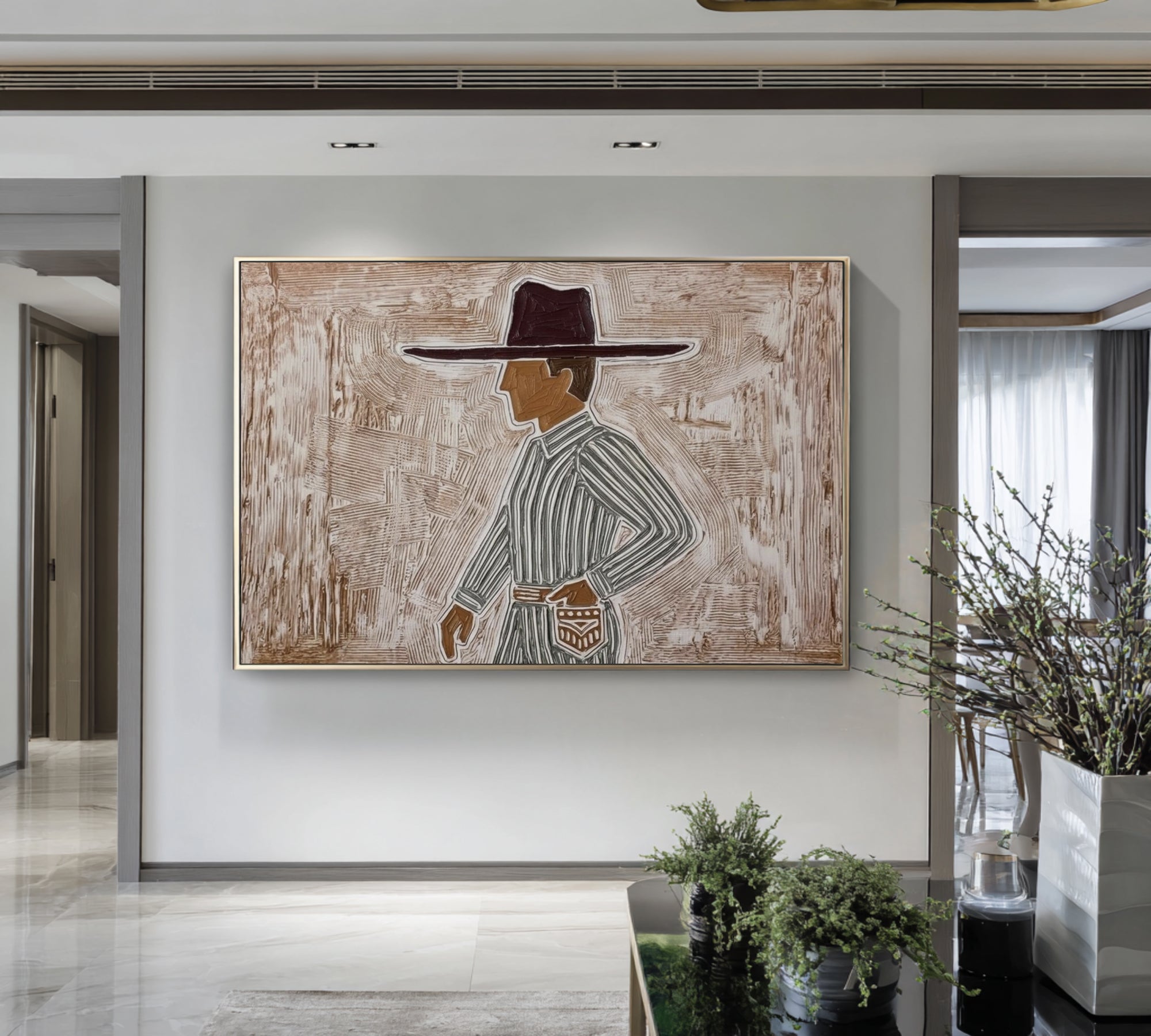 Large Fashion Figure Painting Contemporary Neutral Wall Art | ArtvistaGallery