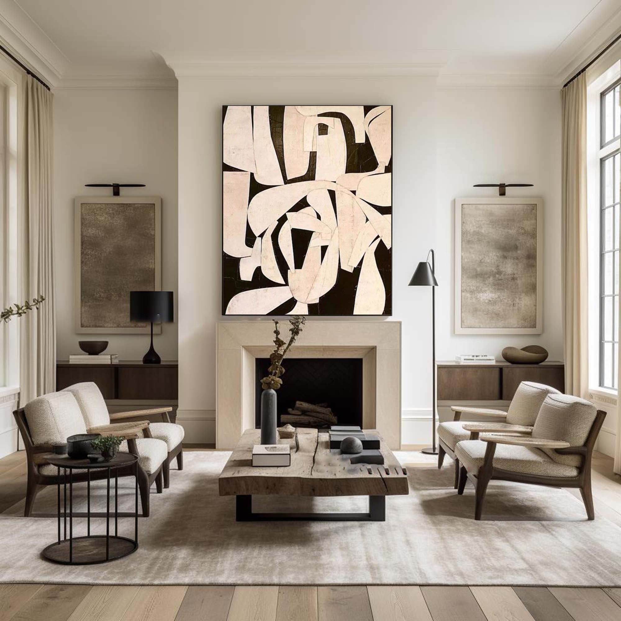 Beige & Brown Abstract Painting #LL 050