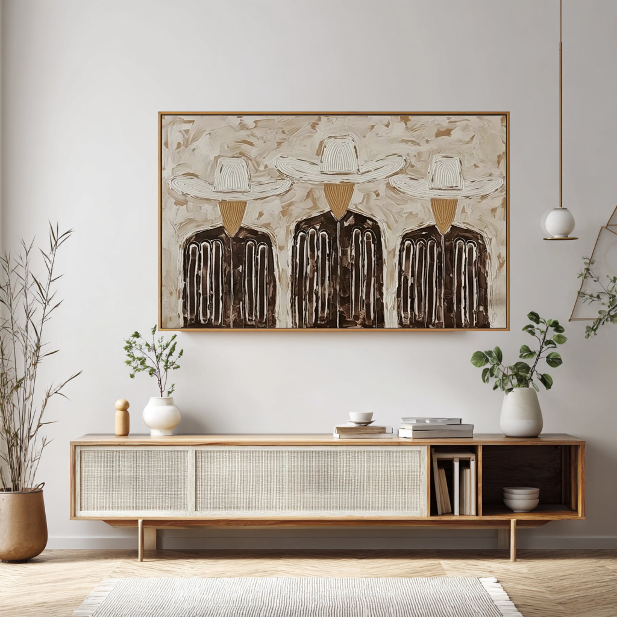Large Abstract Trio Portrait Painting Contemporary Figurative Wall Art | ArtvistaGallery