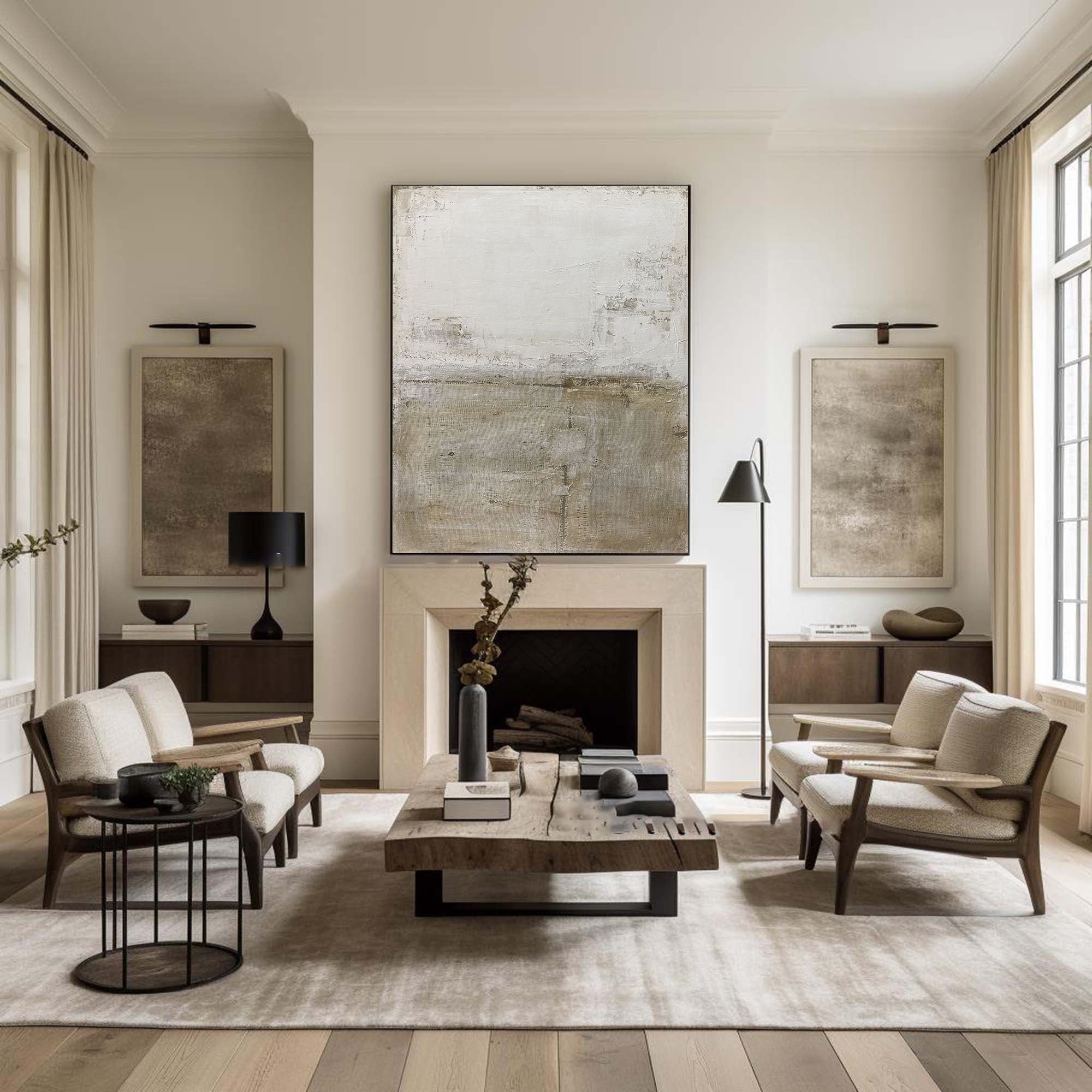 Beige & Brown Abstract Painting #LL 049