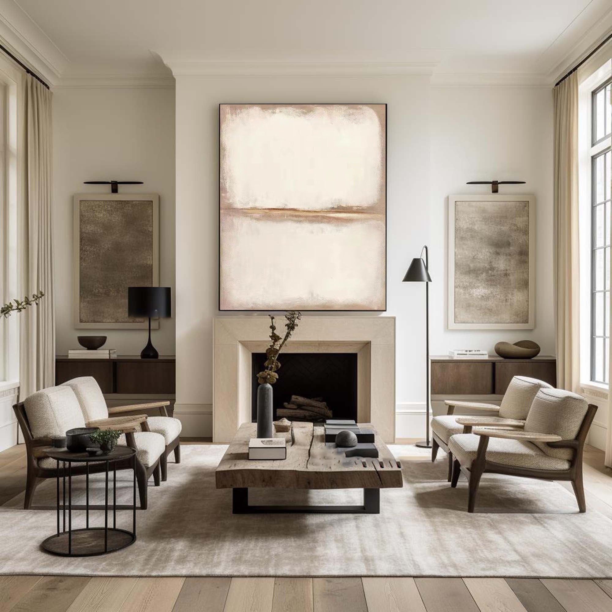 Beige & Brown Abstract Painting #LL 044