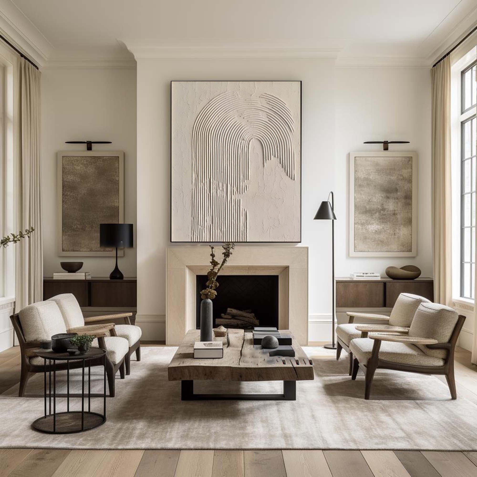 Beige & Brown Abstract Painting #LL 019