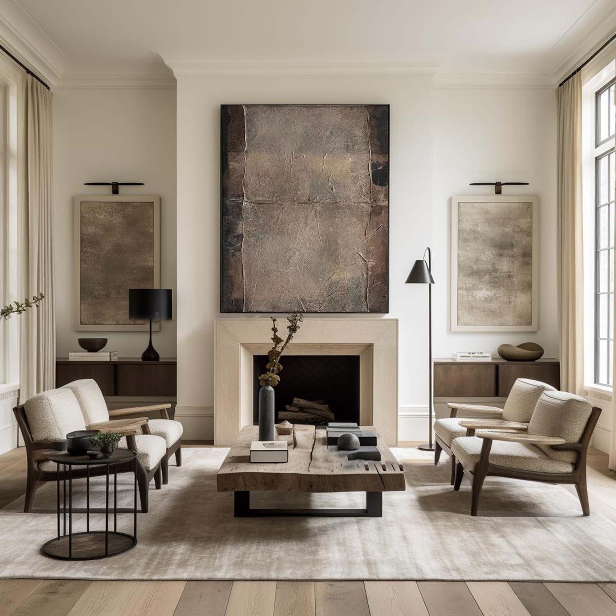 Beige & Brown Abstract Painting #LL 017